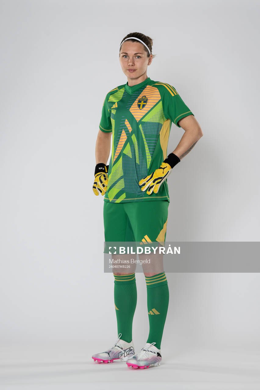 Goalkeeper Jennifer Falk of the Swedish women's national