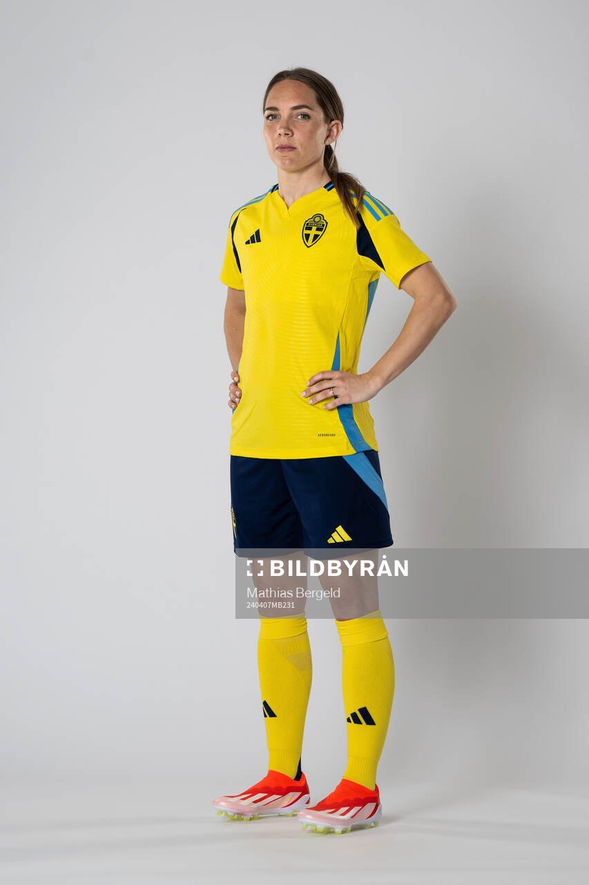Elin Rubensson of the Swedish women's national football team poses for a portrait on April 7, 2024 in Gothenburg. Editors note: This image has been retouched, objects have been removed.