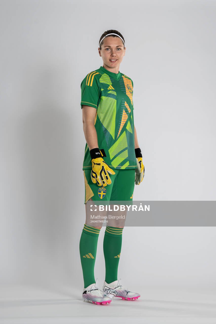 Goalkeeper Jennifer Falk of the Swedish women's national