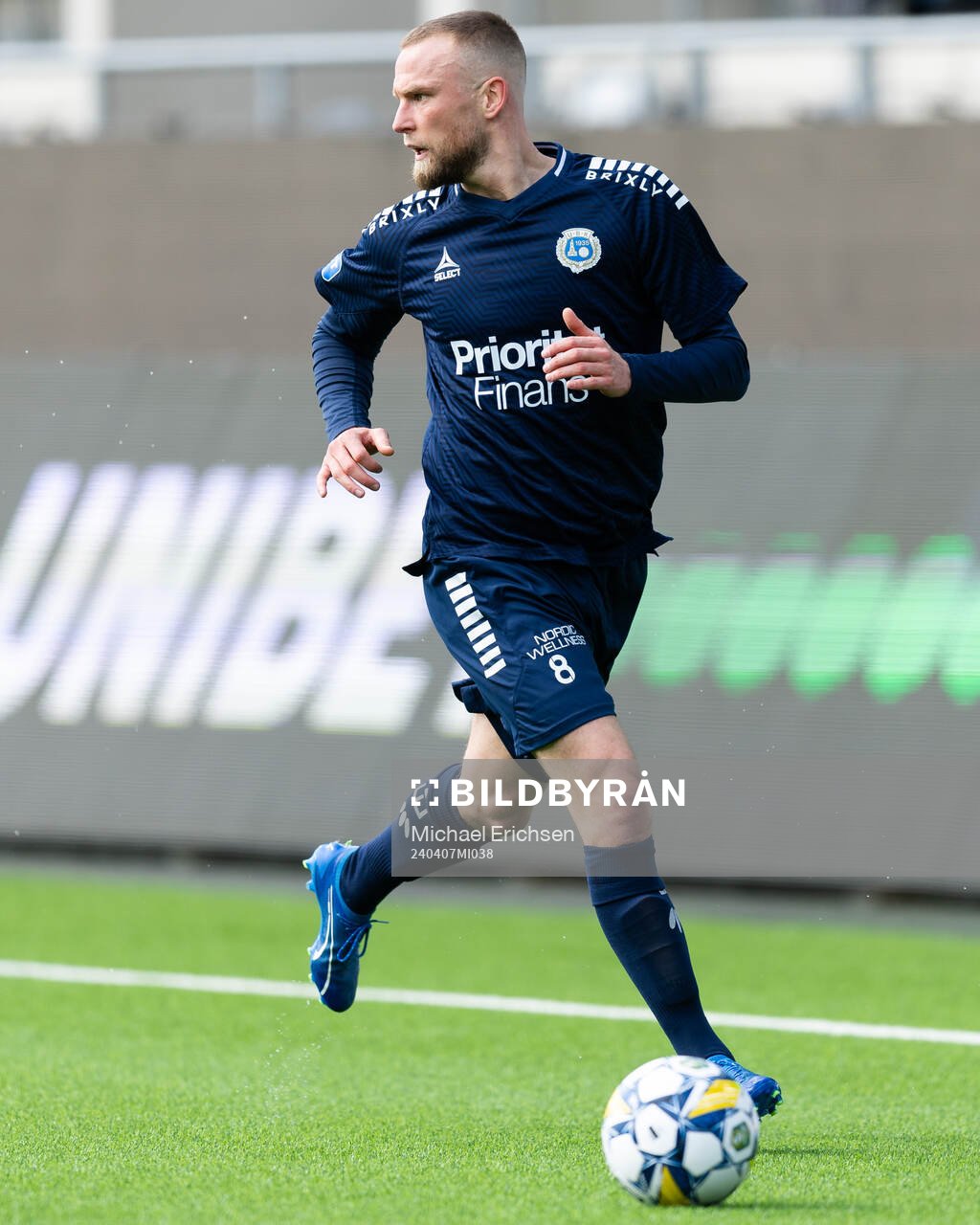 Utsiktens Alexander Faltsetas under fotbollsmatchen i Superettan mellan Utsikten och Gefle den 7 april 2024 i Göteborg. 