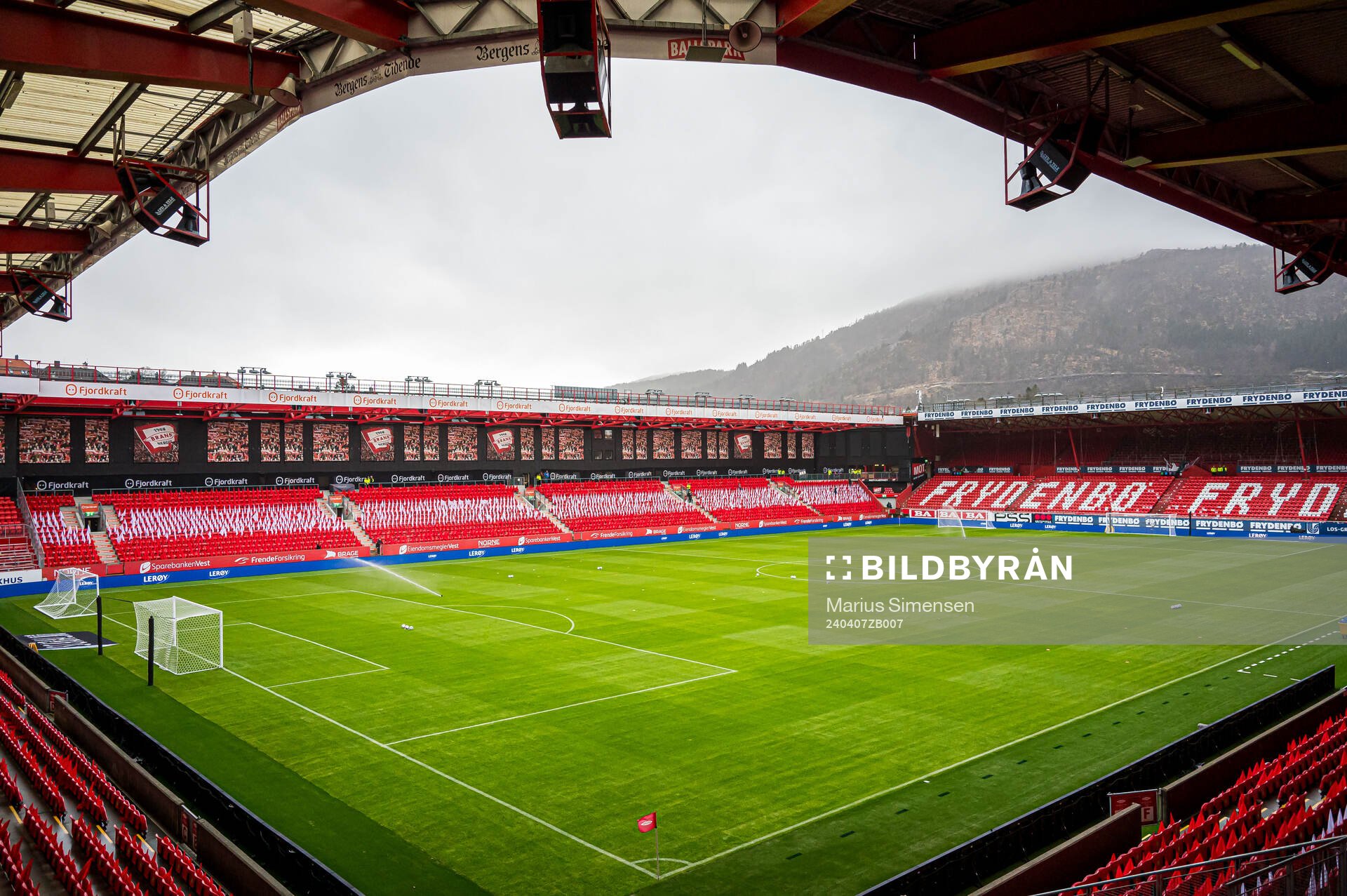 Brann Stadion ahead of the Eliteserien match between Brann and Fredrikstad on April 7, 2024 in Bergen. 