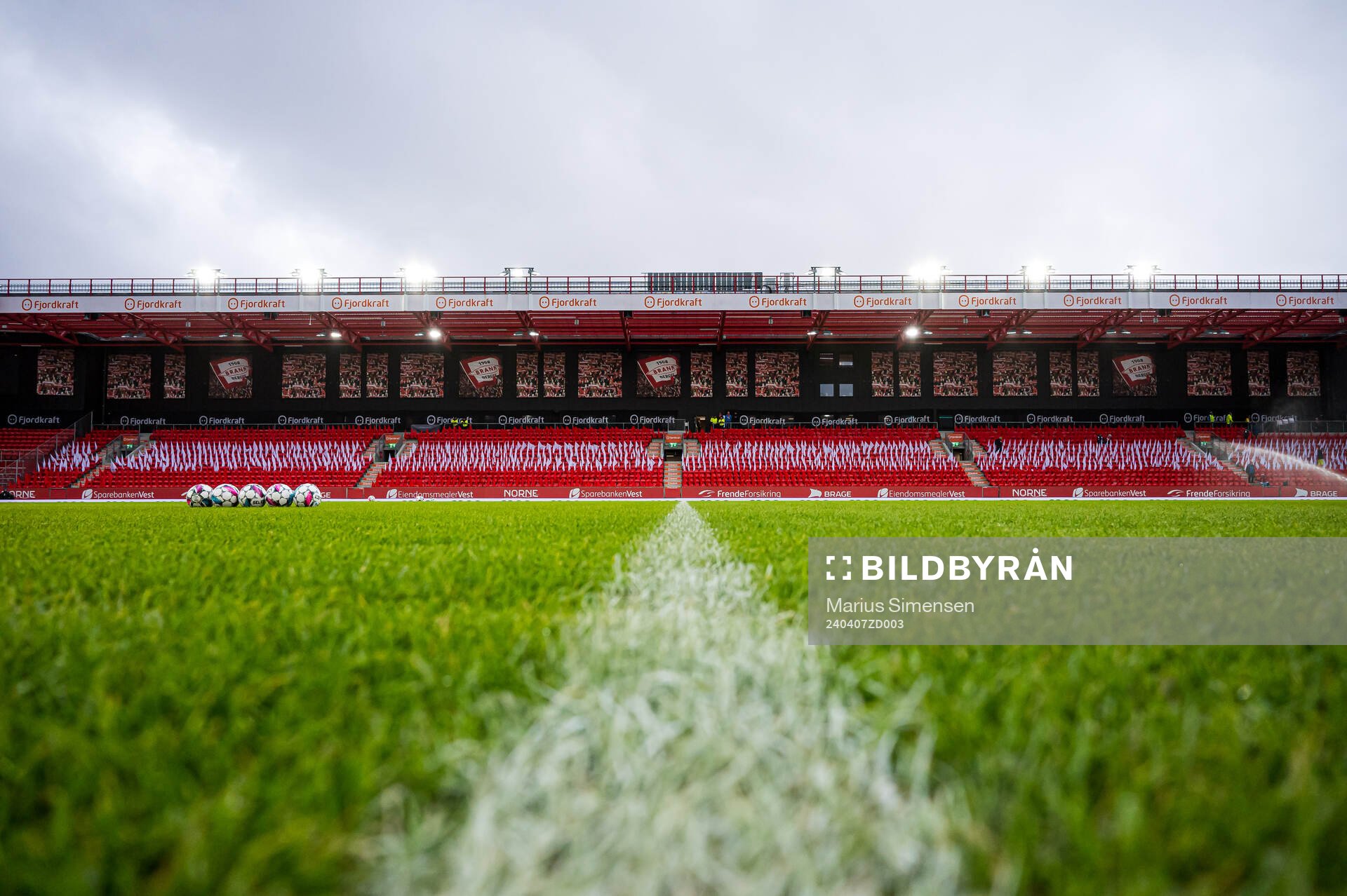 Brann Stadion ahead of the Eliteserien match between Brann and Fredrikstad on April 7, 2024 in Bergen. 