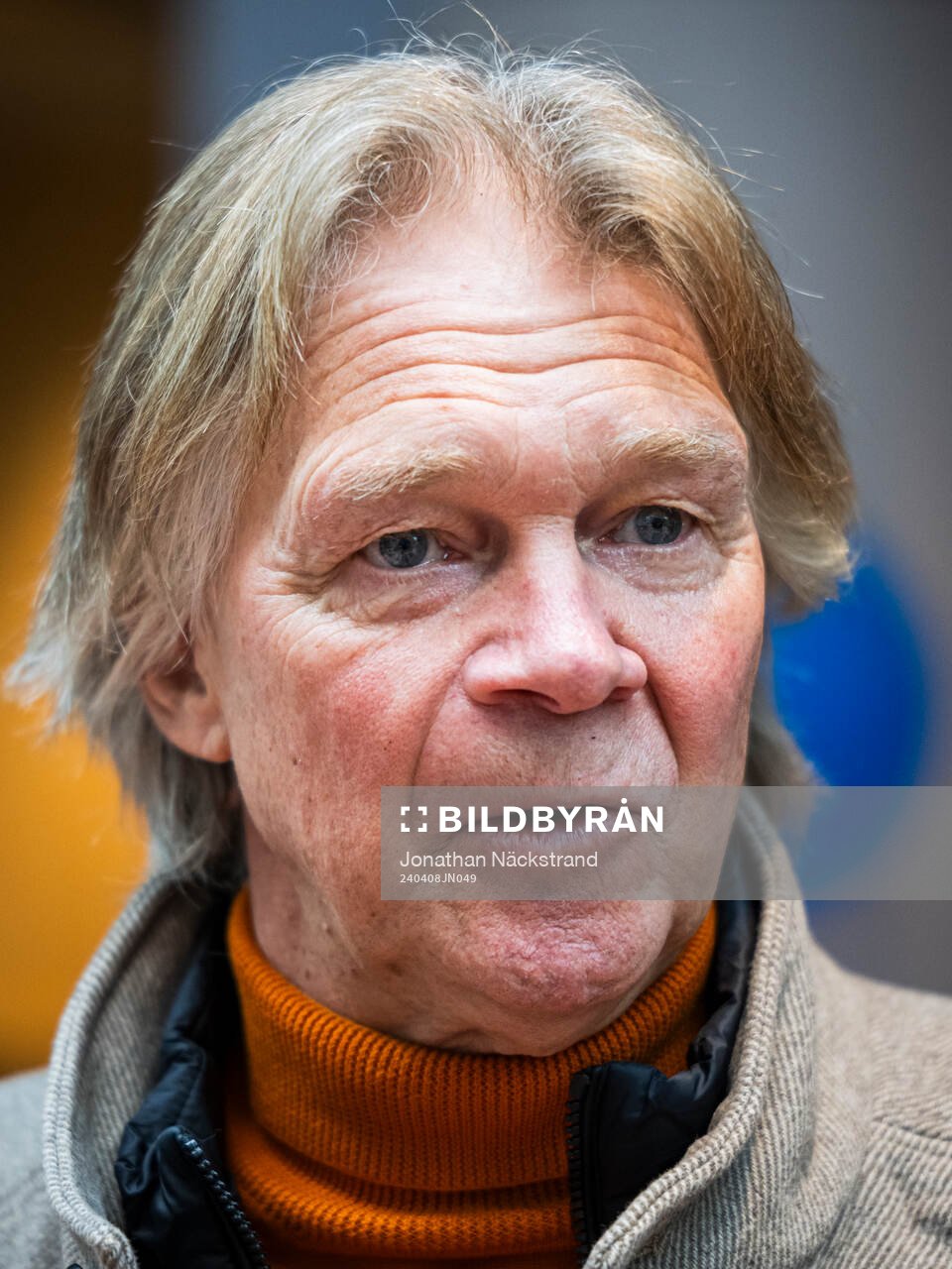 Glenn Strömberg under en pressträff anordnad av SVT den 8 april 2024 i Stockholm. 