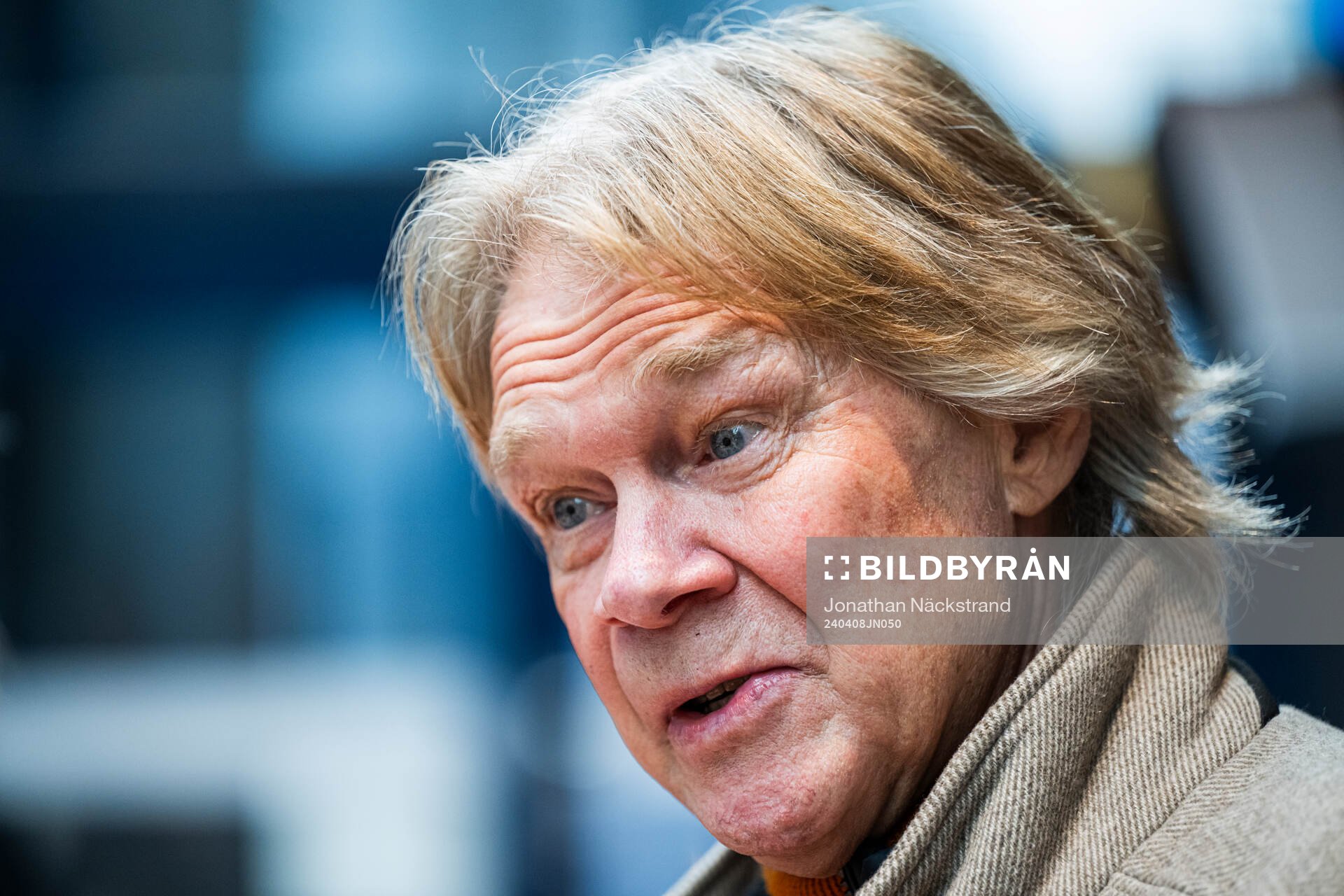 Glenn Strömberg under en pressträff anordnad av SVT den 8 april 2024 i Stockholm. 