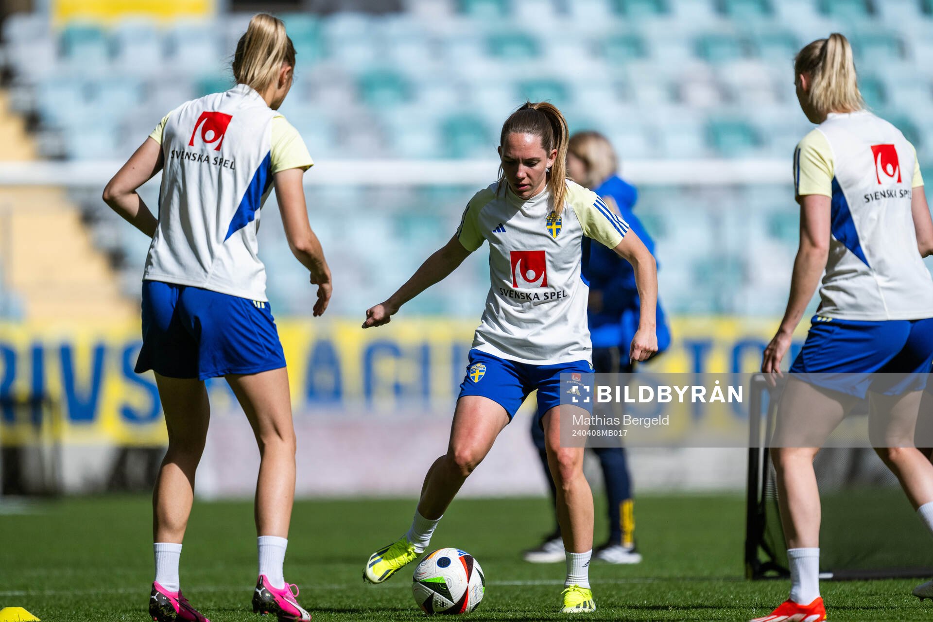 Elin Rubensson of the Swedish women’s national football team at a training session on April 8, 2024 in Gothenburg. 