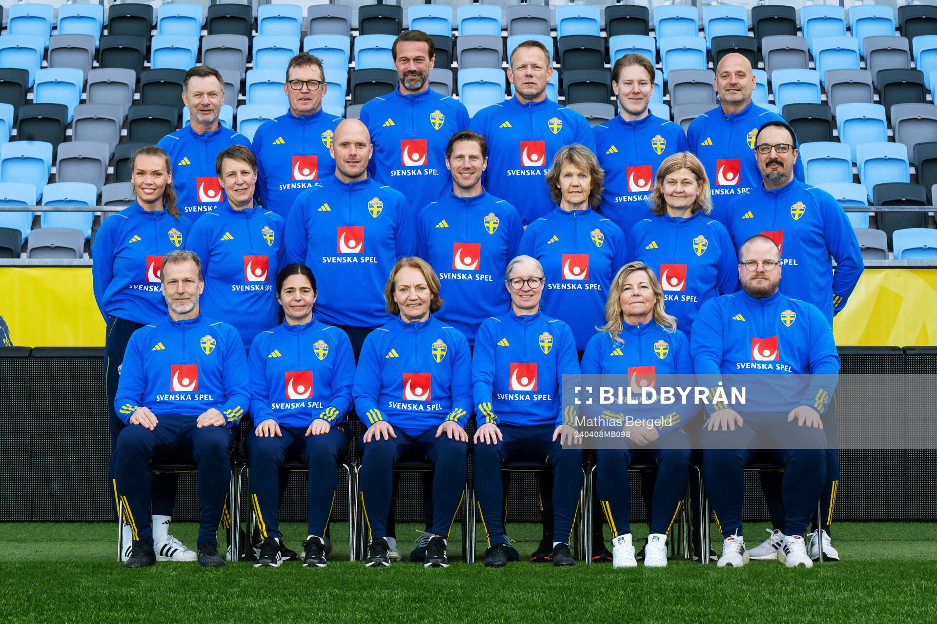 Staff of the Swedish women’s national football team pose