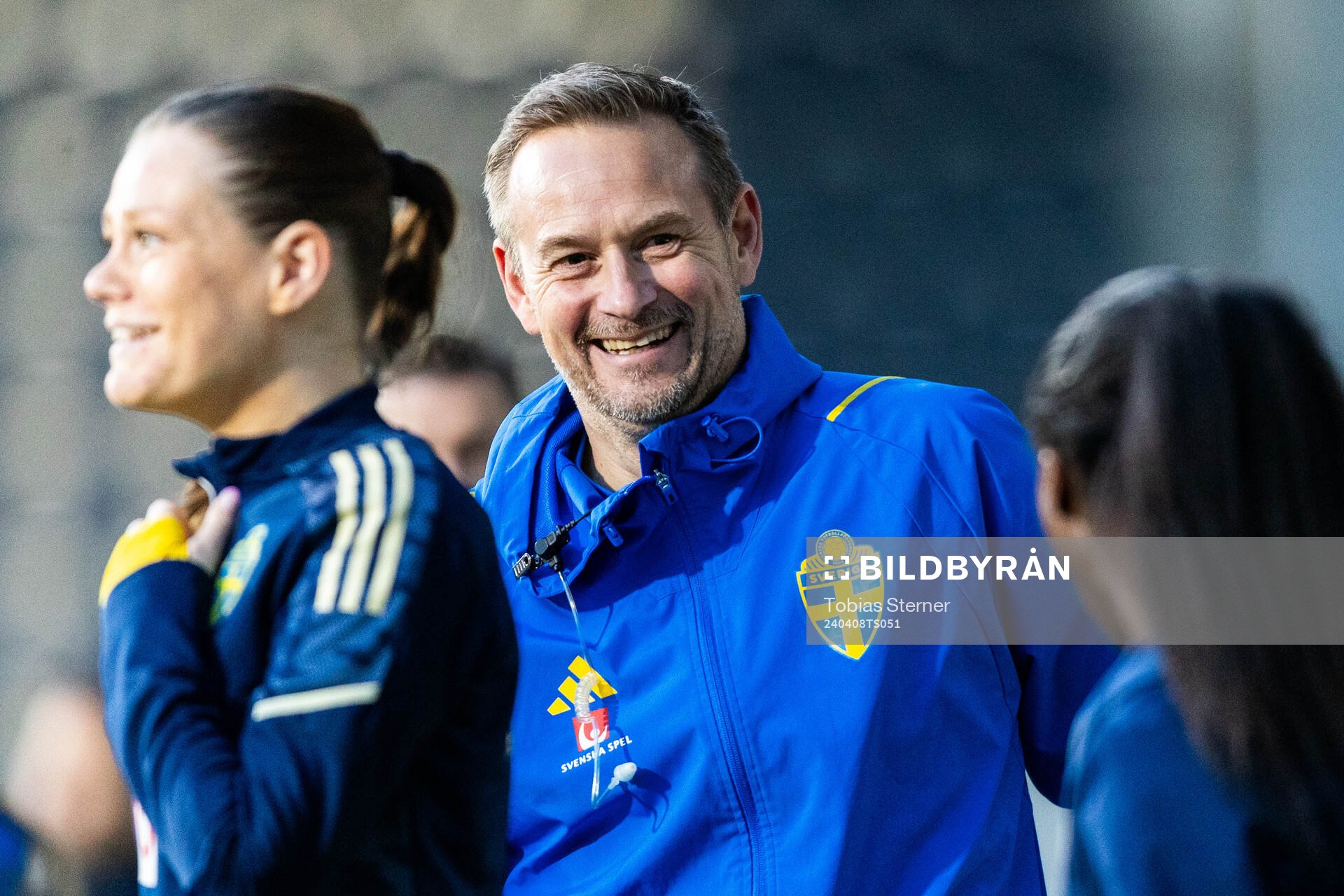 Head coach Martin Qwarmans Möller of Sweden celebrate after the under-23 international friendly football match between Sweden and Norway on April 8, 2024 in Gävle.
