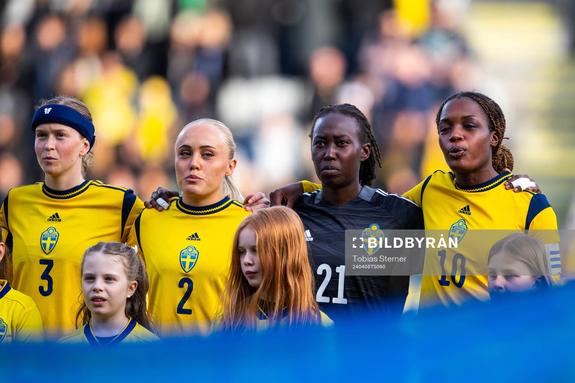 Alva Selerud, goalkeeper Angel Mukasa and Evelyn Ijeh of