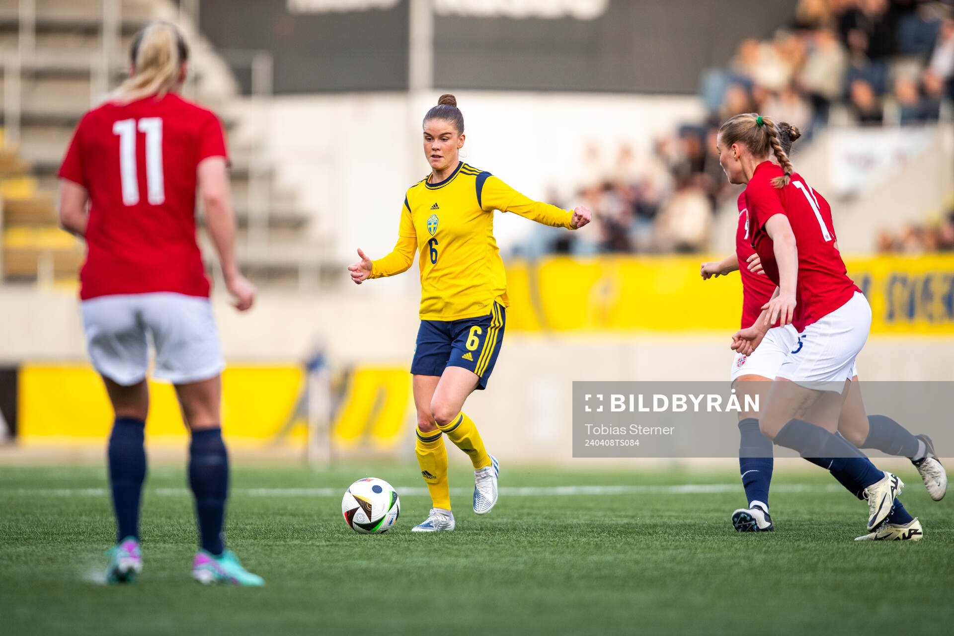 My Cato of Sweden during the under-23 international friendly football match between Sweden and Norway on April 8, 2024 in Gävle.