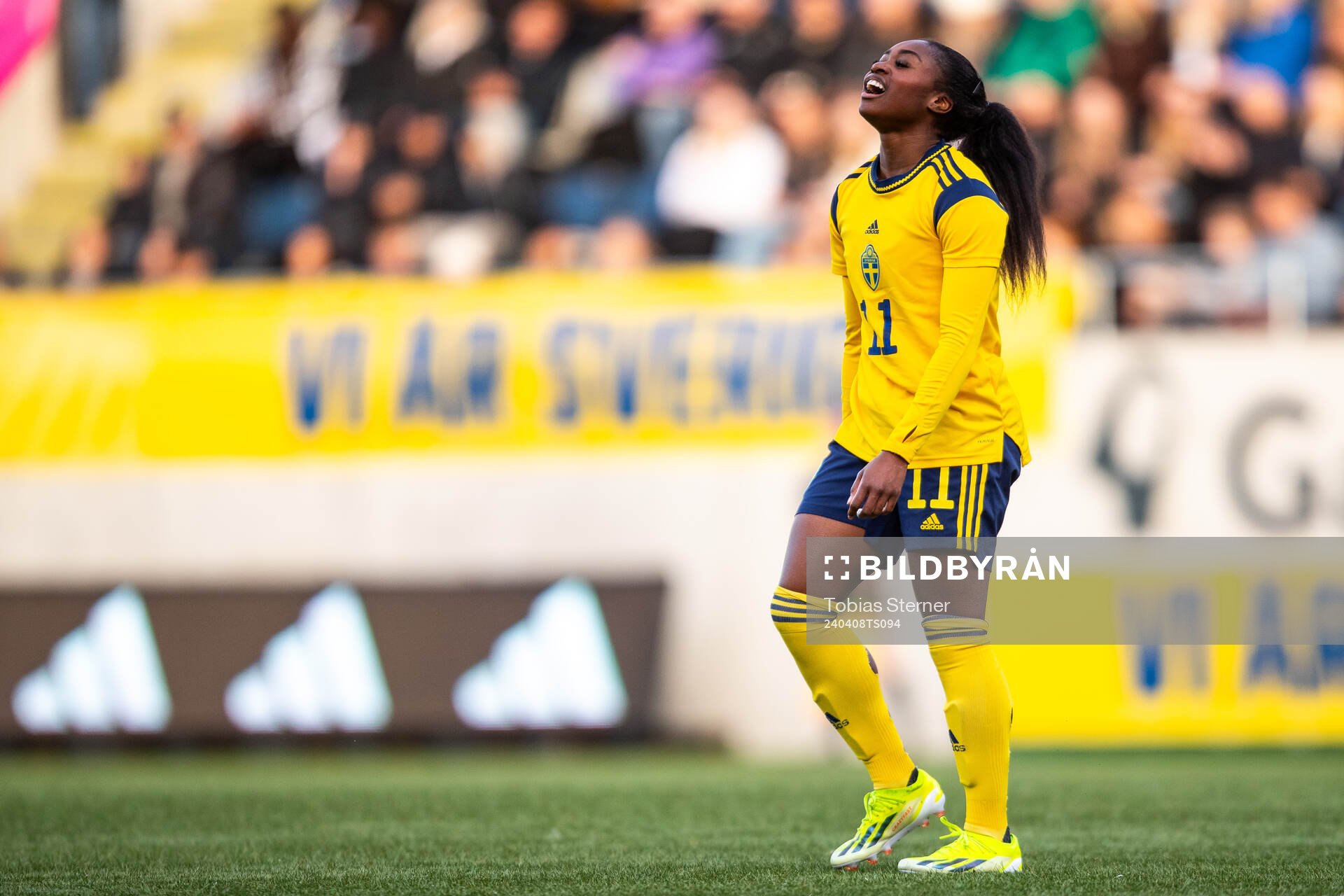 Monica Jusu Bah of Sweden looks dejected