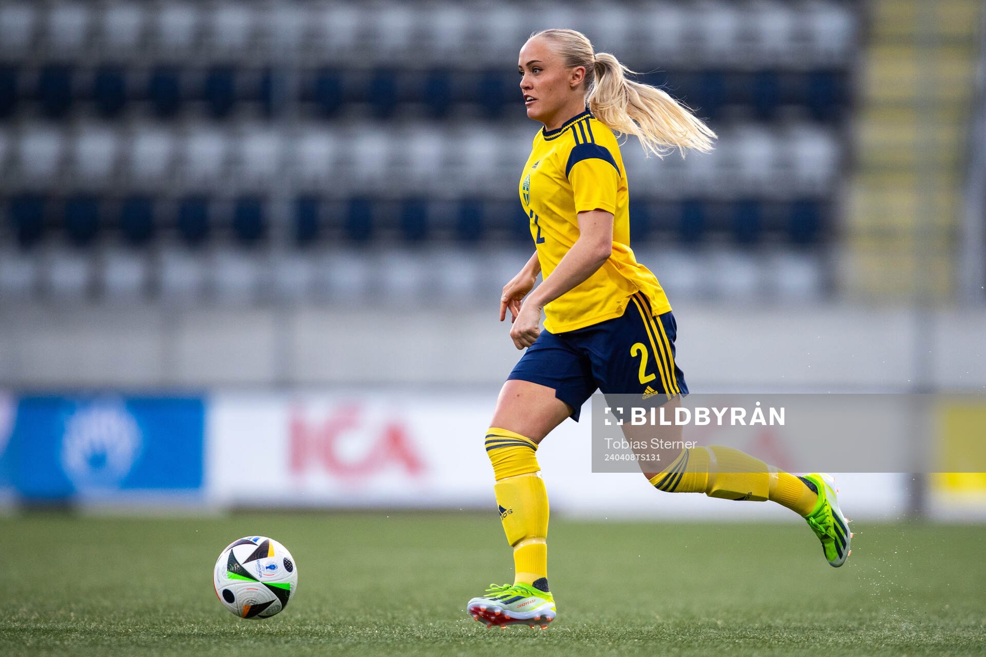 Alva Selerud of Sweden during the under-23 international friendly football match between Sweden and Norway on April 8, 2024 in Gävle.