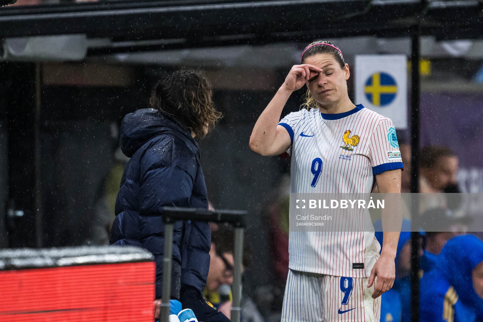 Eugénie Le Sommer of France in pain
