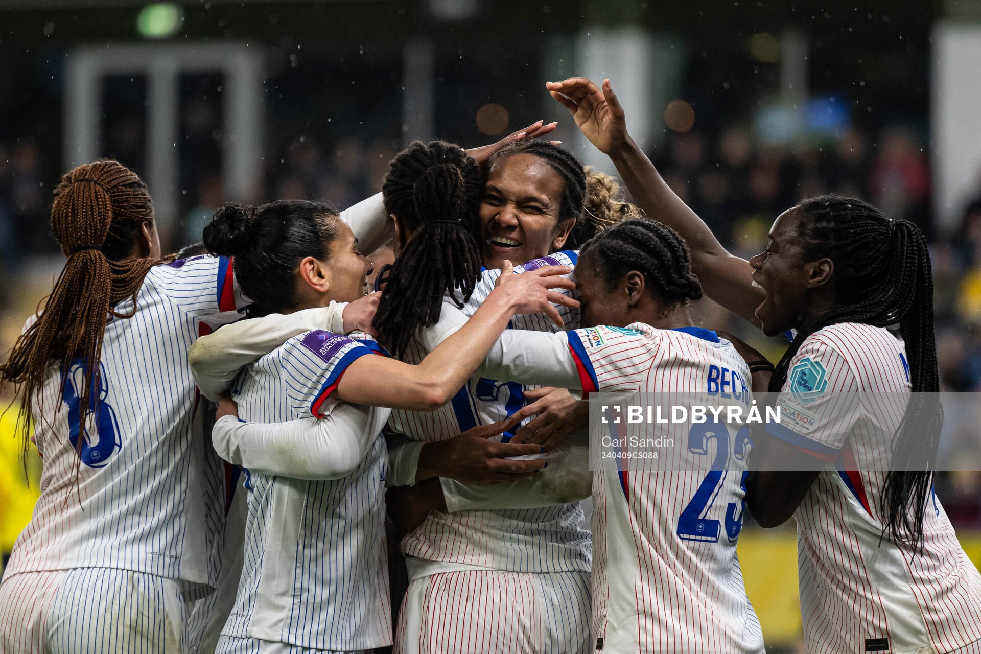 Wendie Renard of France celebrating the 0-1 goal