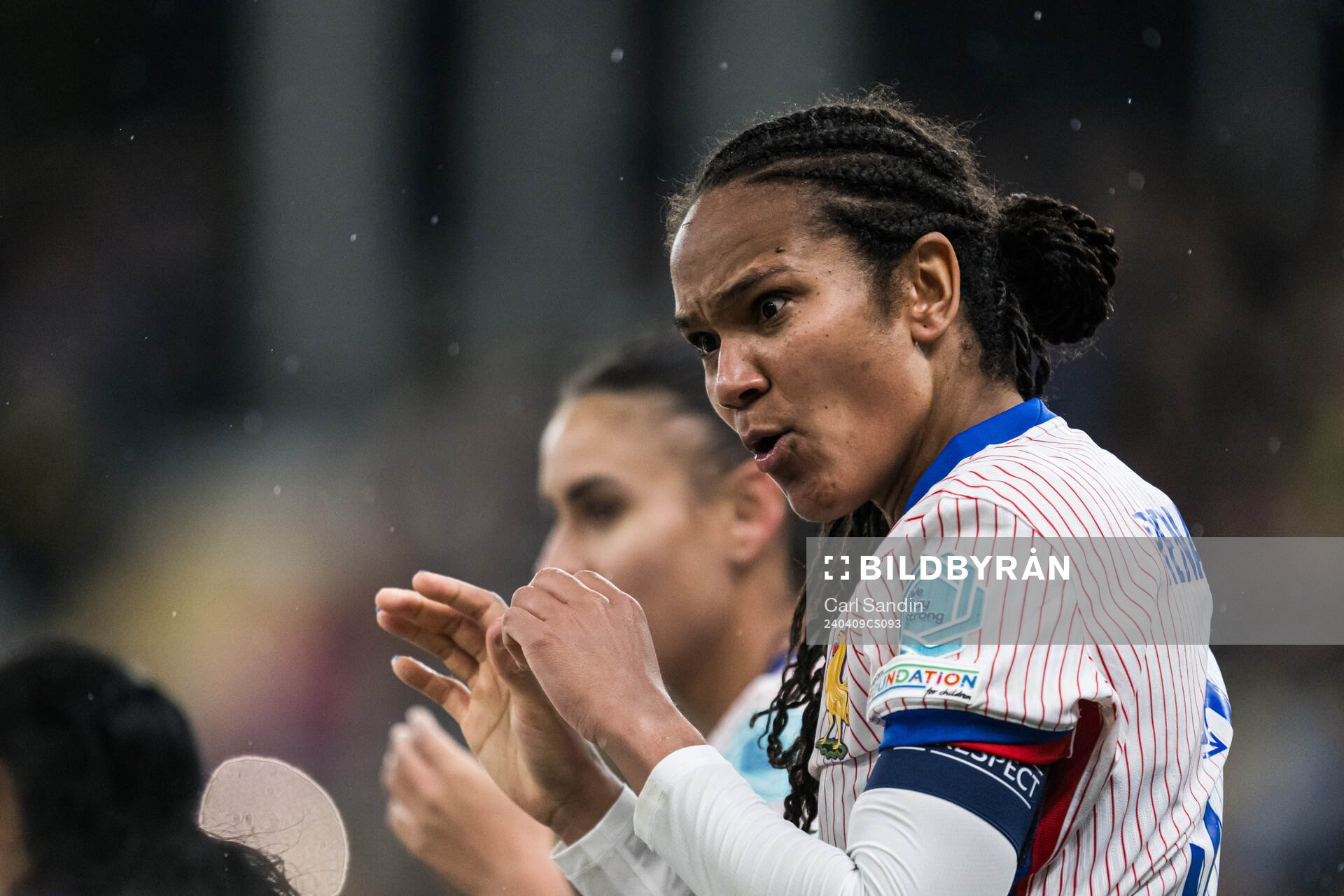 Wendie Renard of France celebrating the 0-1 goal