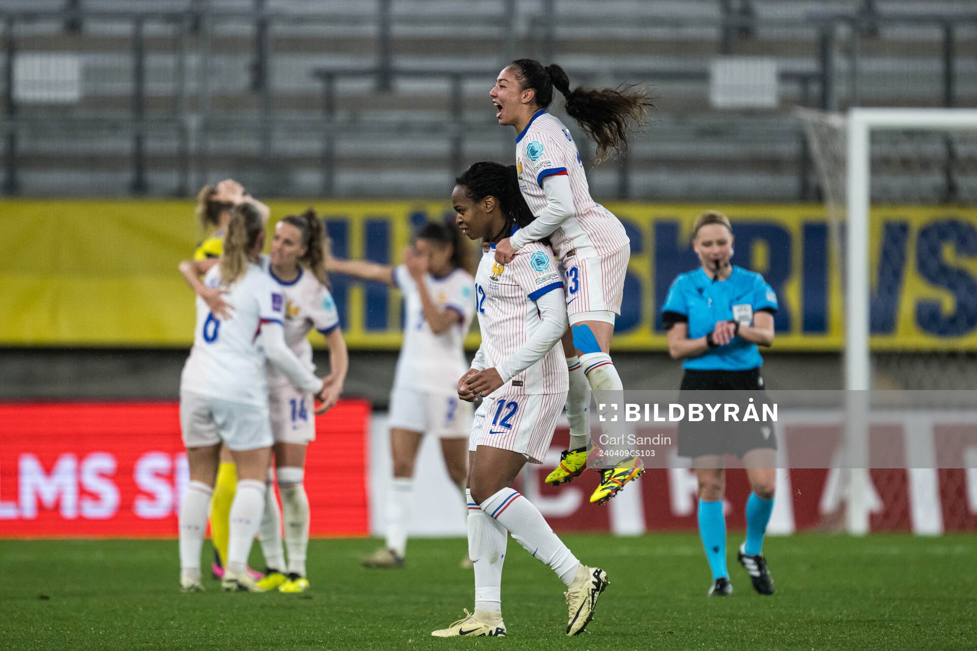 Marie-Antoinette Katoto and Selma Bacha of France celebrates