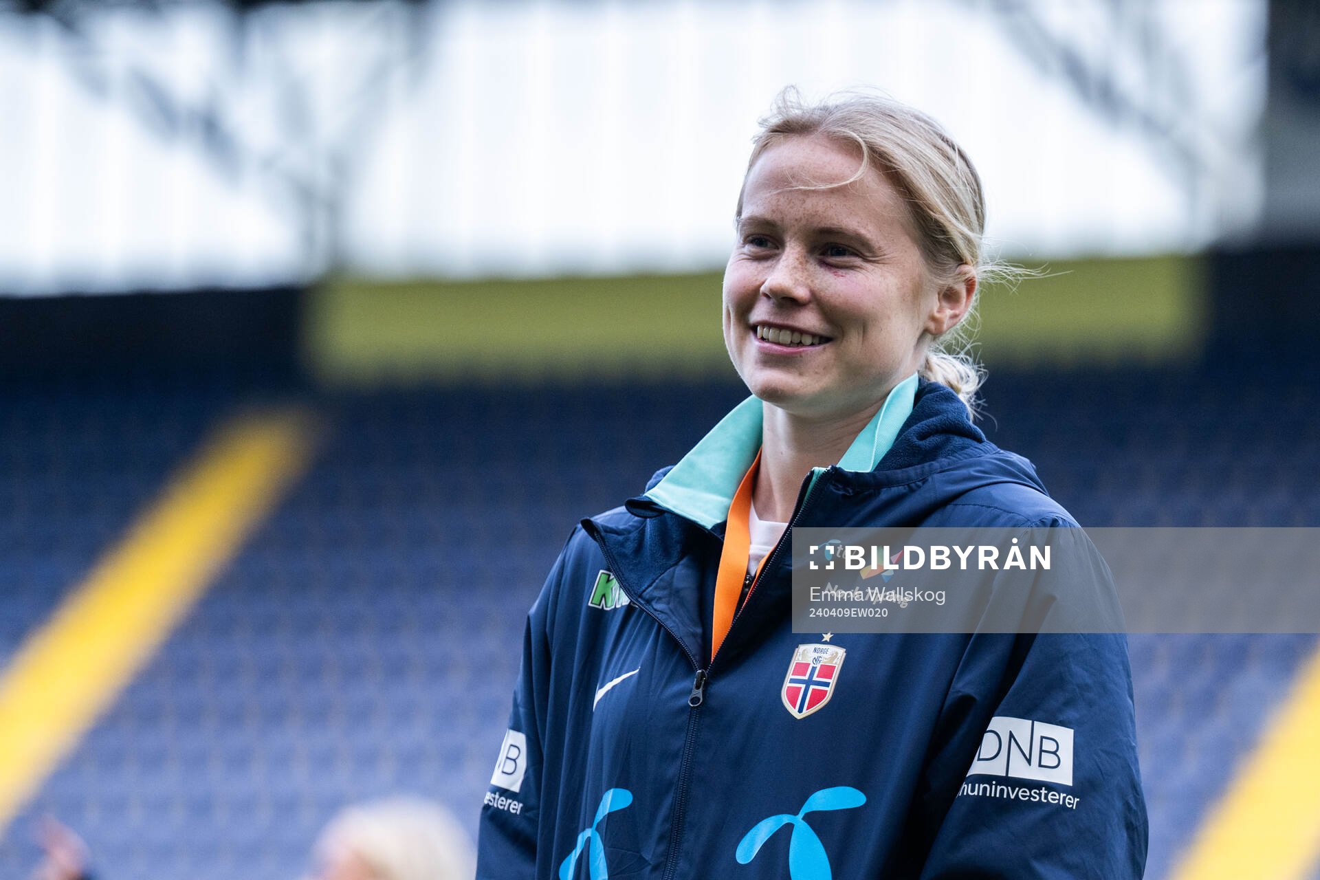 Julie Blakstad of Norway during pitch inspection ahead of the UEFA Women's Euro Qualifier football match between Netherlands and Norway on April 9, 2024 in Breda.