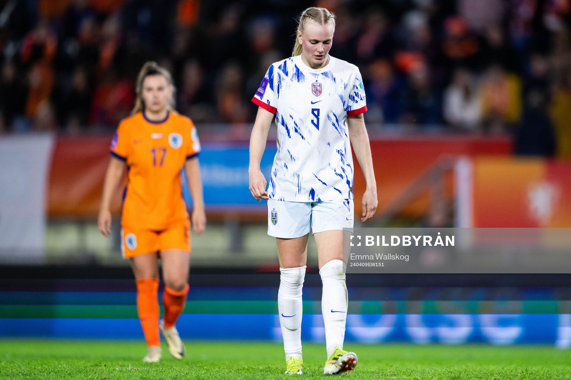 Karina Sævik of Norway looks dejected