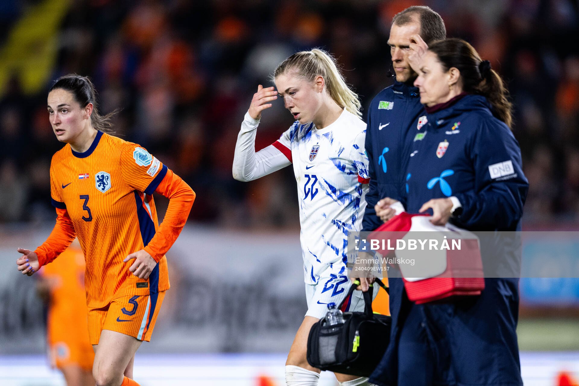 Sophie Roman Haug of Norway in pain