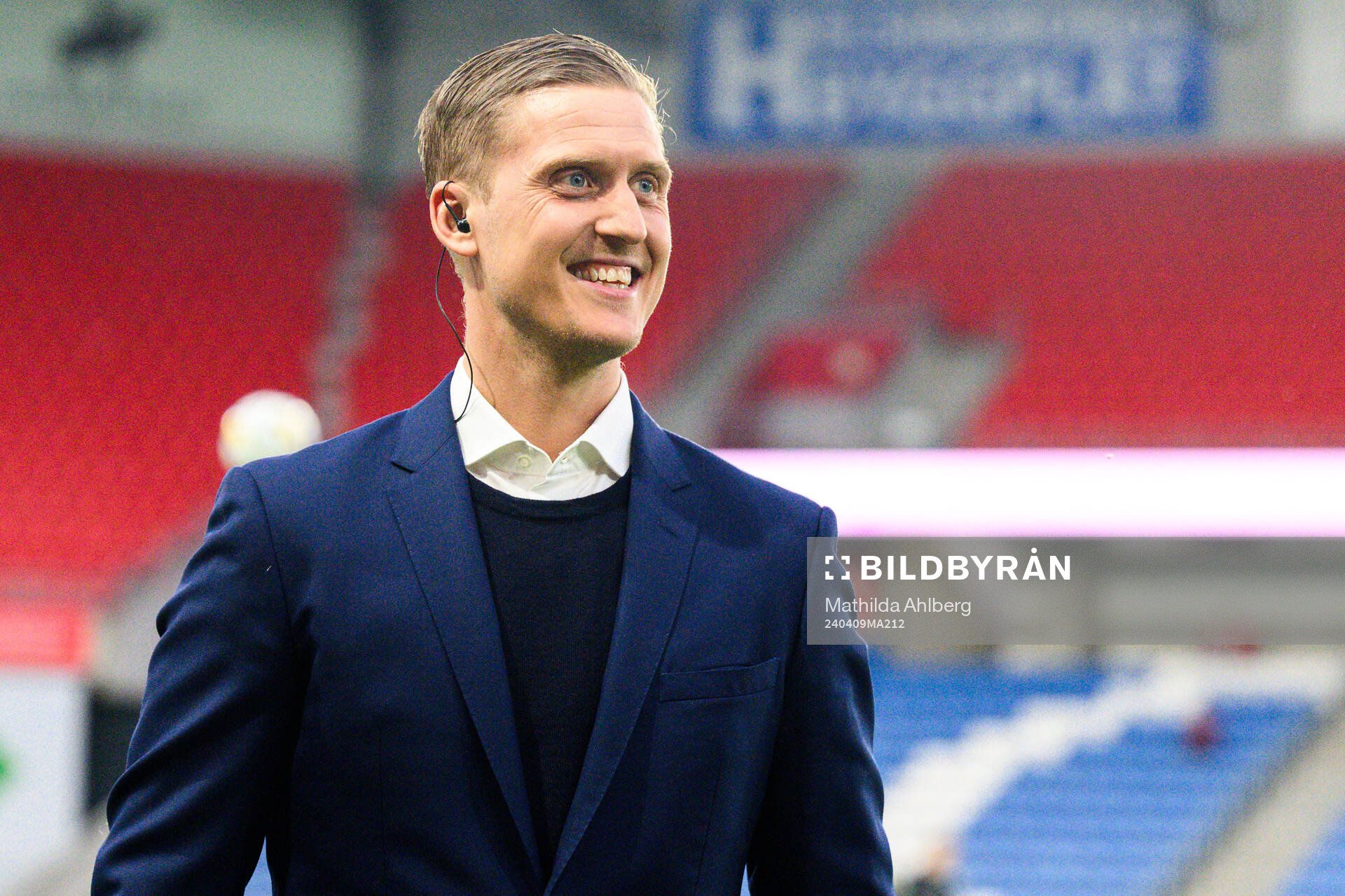 Discovery+ expertkommentator Pär Hansson inför fotbollsmatchen i Superettan mellan Helsingborg och Brage den 9 april 2024 i Helsingborg.