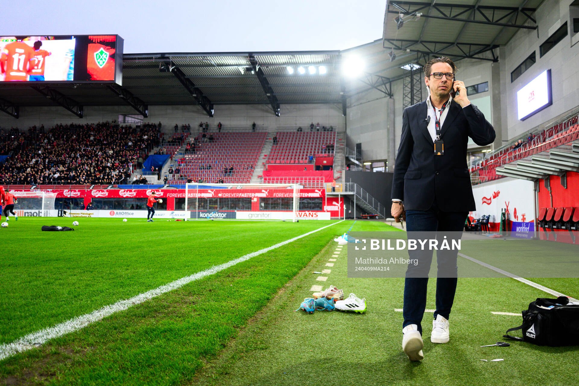 Helsingborgs arrangemangsansvarig Frederik Ericsson inför fotbollsmatchen i Superettan mellan Helsingborg och Brage den 9 april 2024 i Helsingborg.