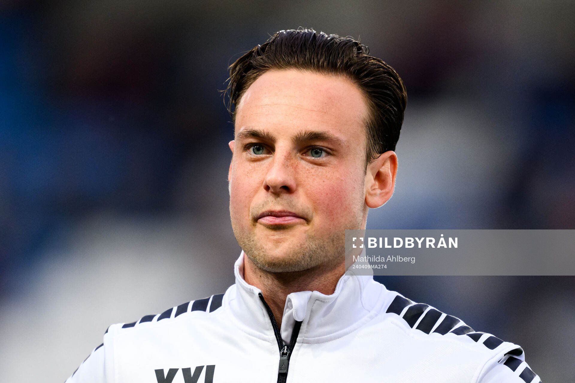 Brages Cesar Weilid inför fotbollsmatchen i Superettan mellan Helsingborg och Brage den 9 april 2024 i Helsingborg. 