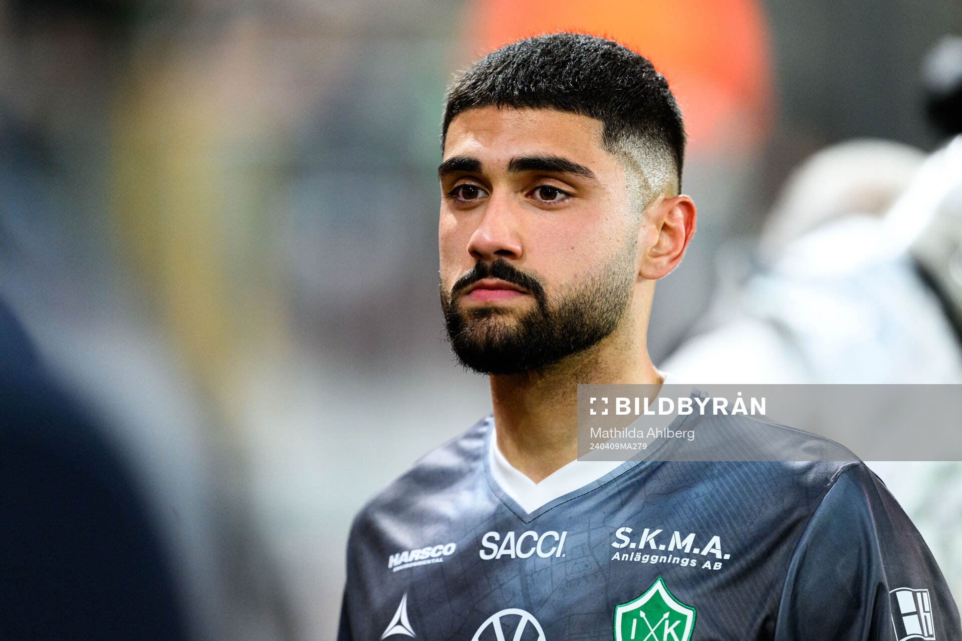 Brages Ömur Pektas efter fotbollsmatchen i Superettan mellan Helsingborg och Brage den 9 april 2024 i Helsingborg. 