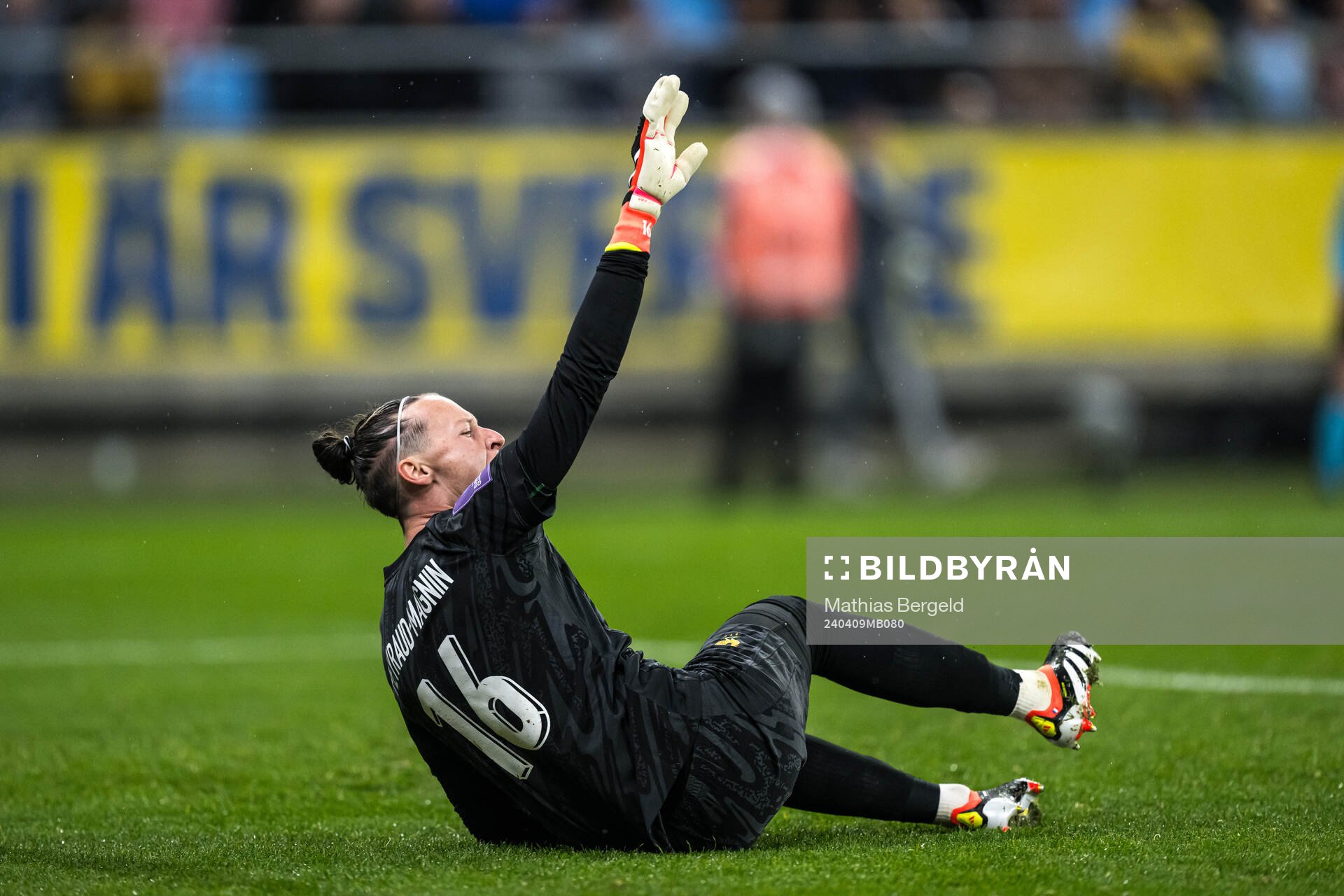 Goalkeeper Pauline Peyraud-Magnin of France in pain