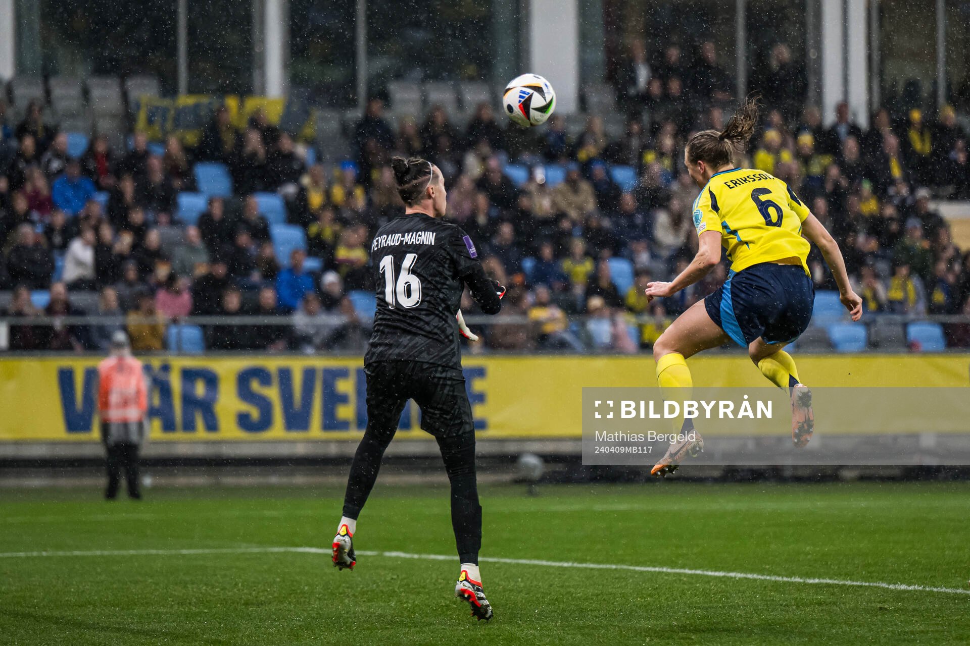 Magdalena Eriksson of Sweden scores a goal that is later