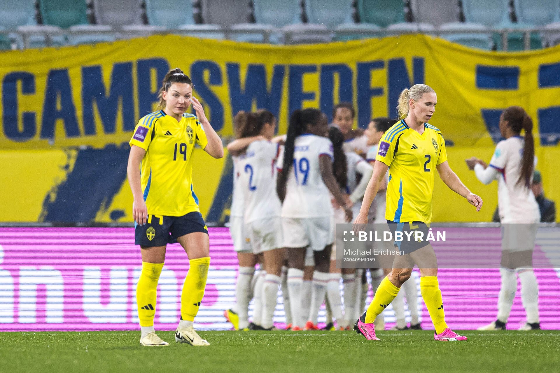 Johanna Rytting Kaneryd and Jonna Andersson of Sweden looks