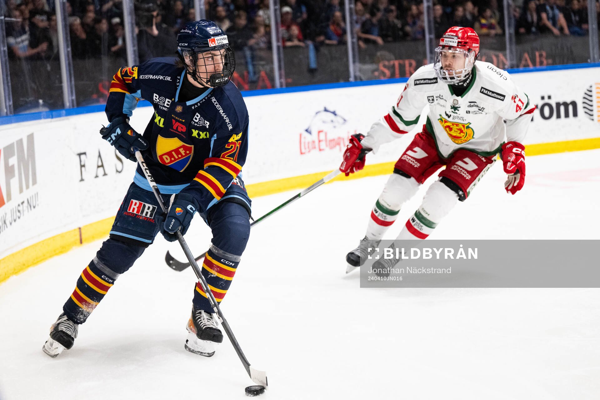 Djurgårdens Linus Eriksson och Moras Joseph Berger