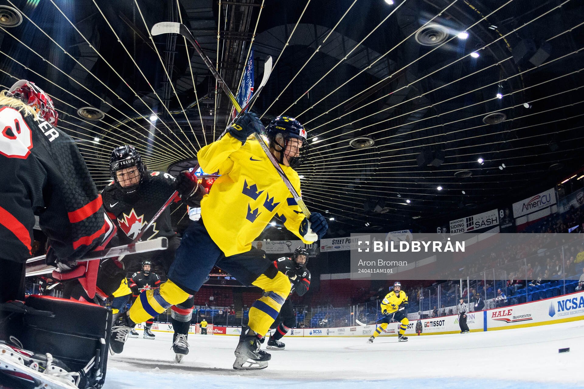 Jocelyne Larocque of Canada and Mira Hallin of Sweden