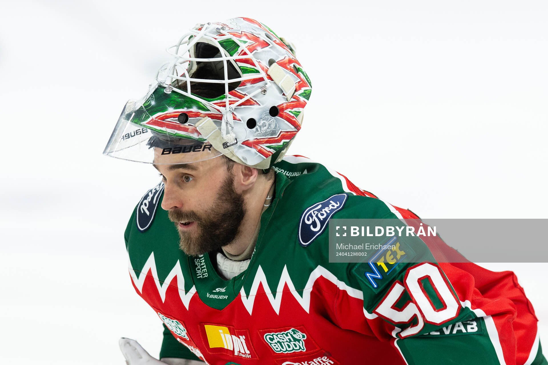 Frölundas målvakt Frans Tuohimaa innan semifinal fyra i