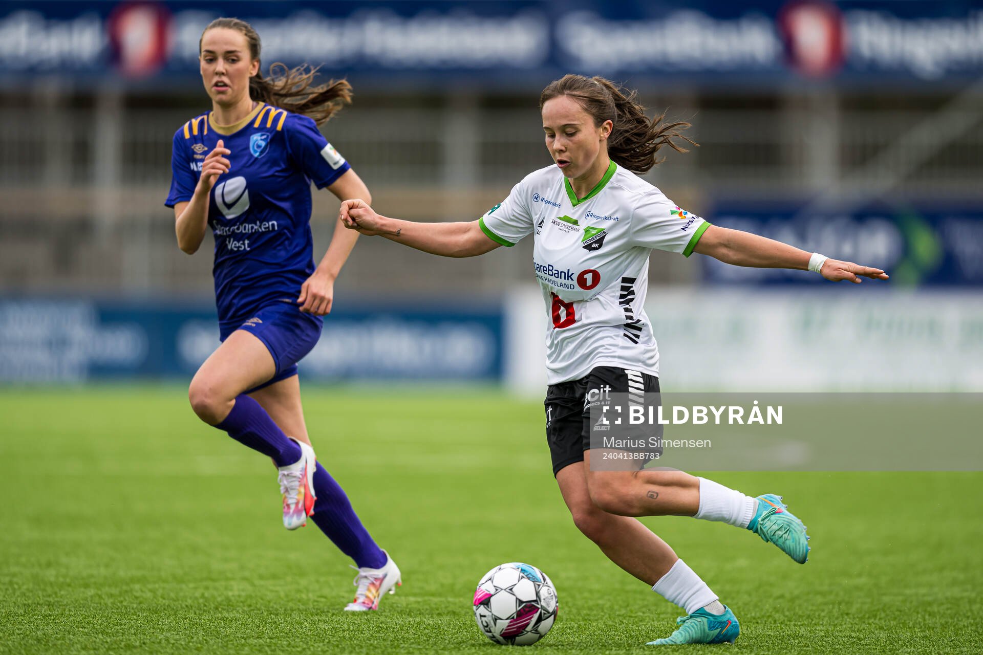 Kristin Sandstad Gumaer of Hønefoss during the 1. division football match between Hønefoss and Fyllingsdalen on April 13, 2024 in Hønefoss.