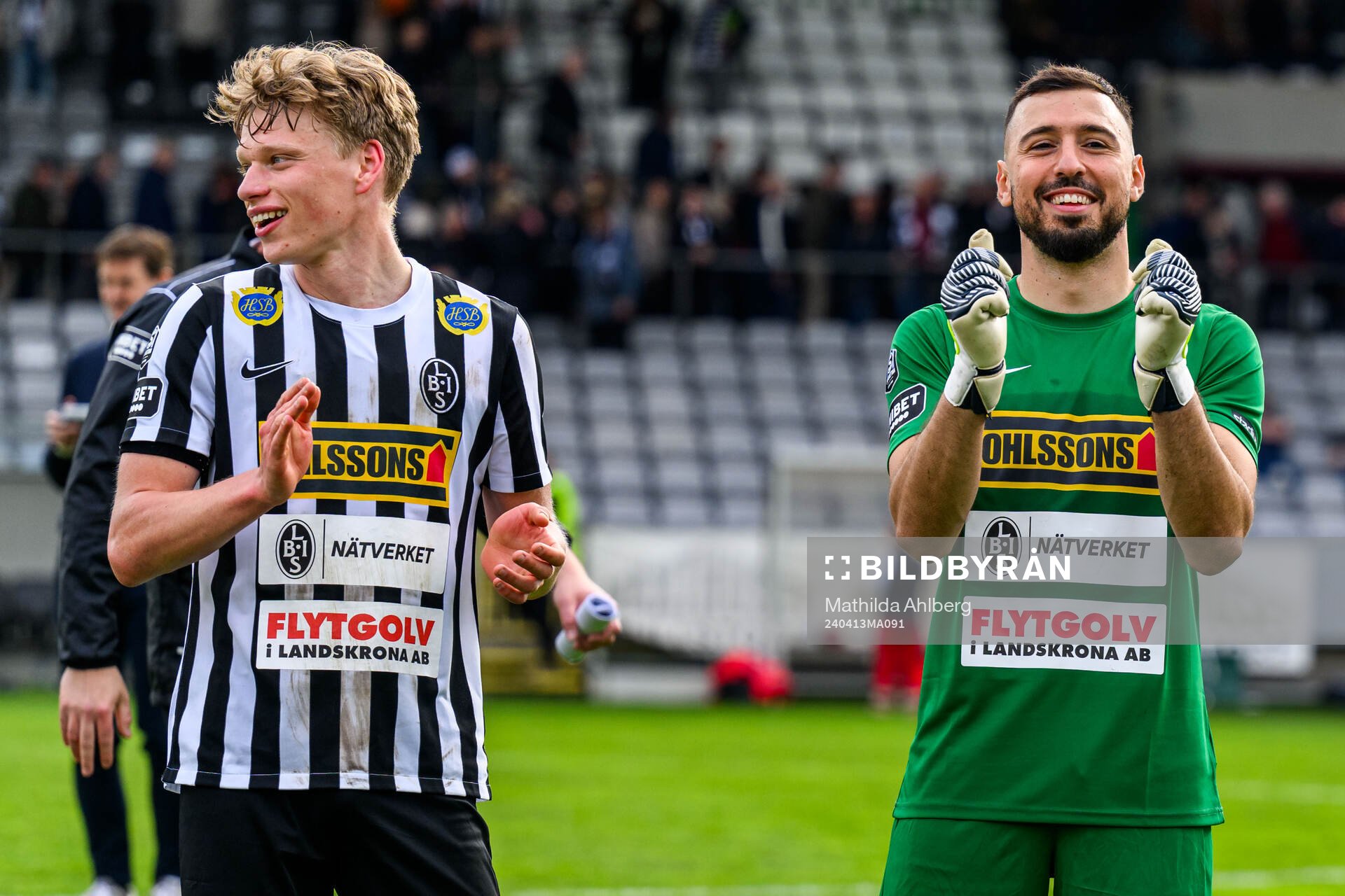 Landskronas Gustaf Bruzelius och målvakt Amr Kaddoura