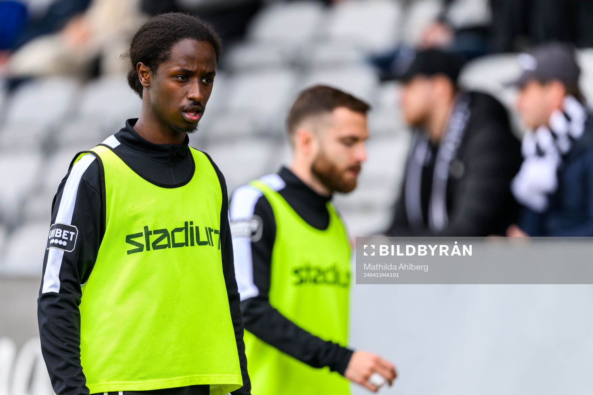Landskronas Max'Med Omar Mohamed under fotbollsmatchen i Superettan mellan Landskrona och IK Oddevold den 13 april 2024 i Landskrona. 
