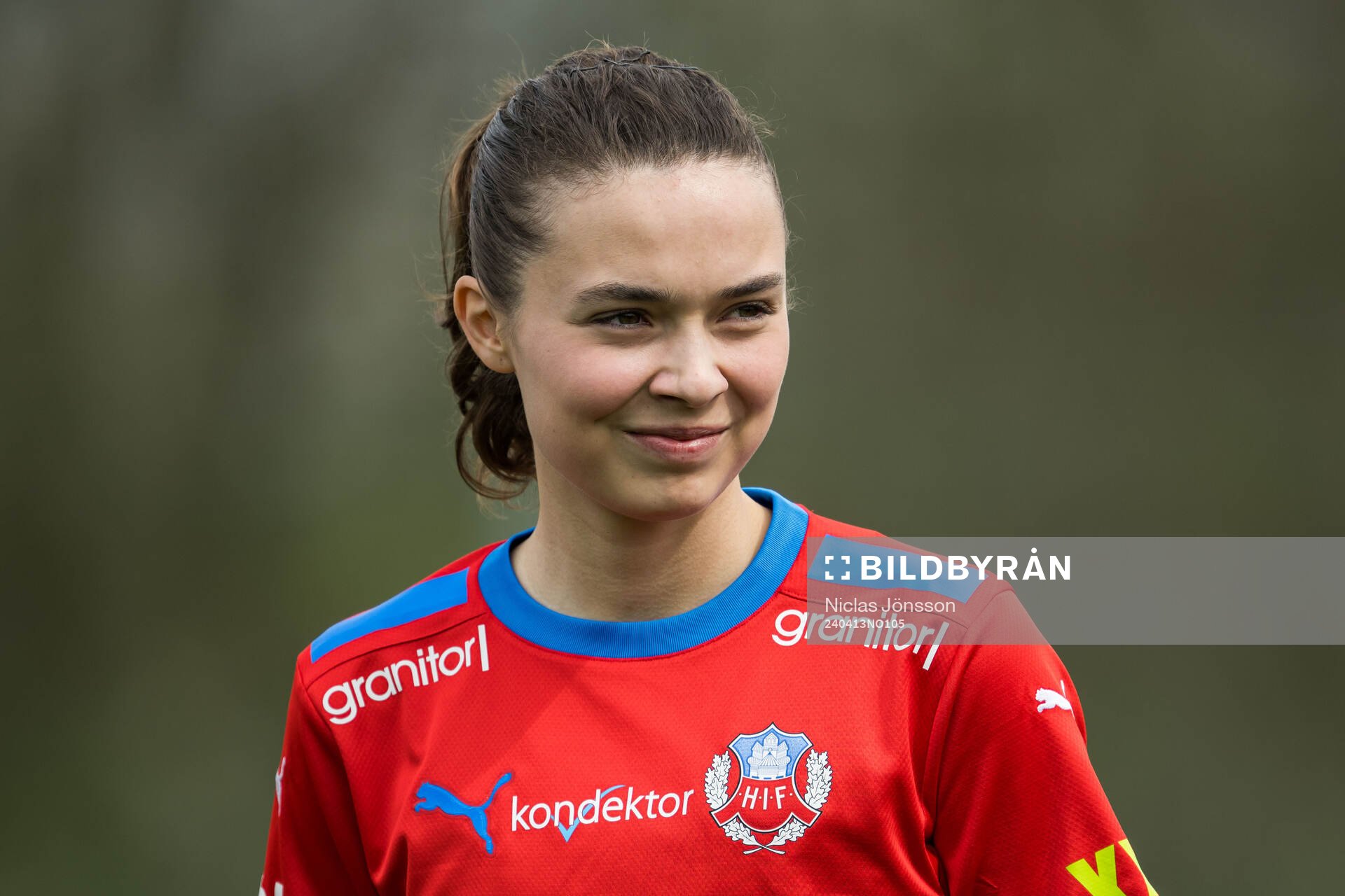 Helsingborgs Maja Nilsson under fotbollsmatchen i Division 1 södra mellan Eskilsminne och Helsingborg den 13 april 2024 i Helsingborg.