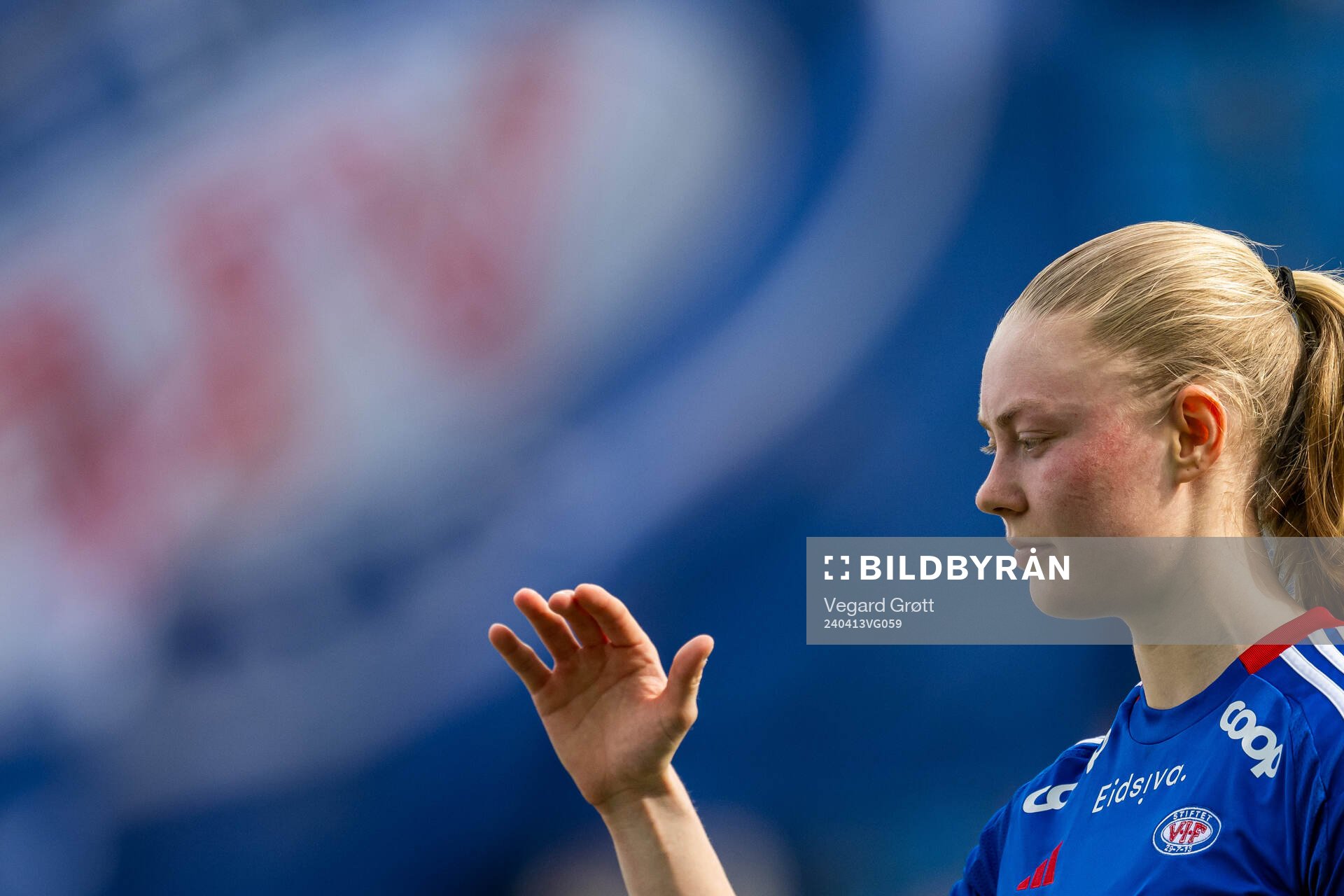 Tuva Lotte Leschbrandt Espås of Vålerenga ahead of the Toppserien football match between Vålerenga and Kolbotn on April 13, 2024 in Oslo. 