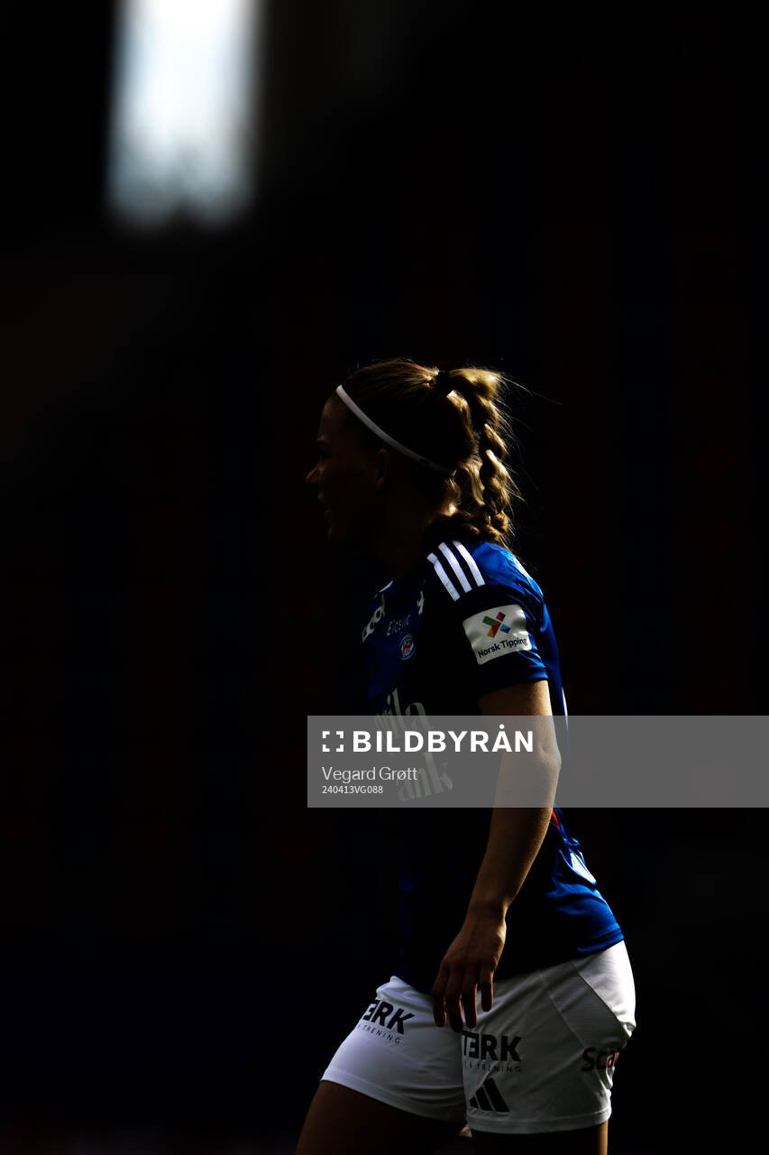 Sædis Run Heidarsdottir of Vålerenga during the Toppserien football match between Vålerenga and Kolbotn on April 13, 2024 in Oslo. 