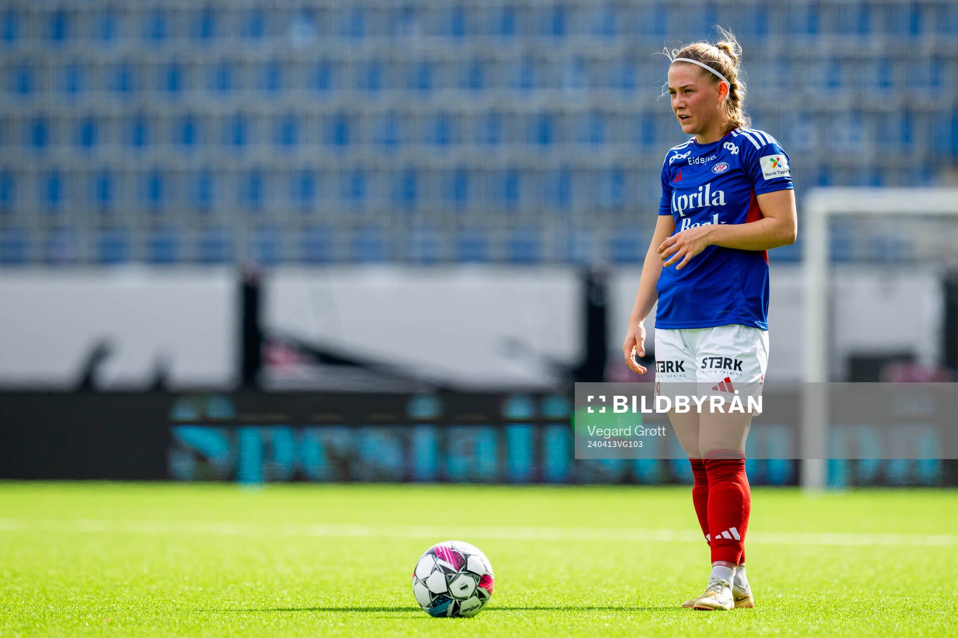 Sædis Run Heidarsdottir of Vålerenga during the Toppserien football match between Vålerenga and Kolbotn on April 13, 2024 in Oslo. 