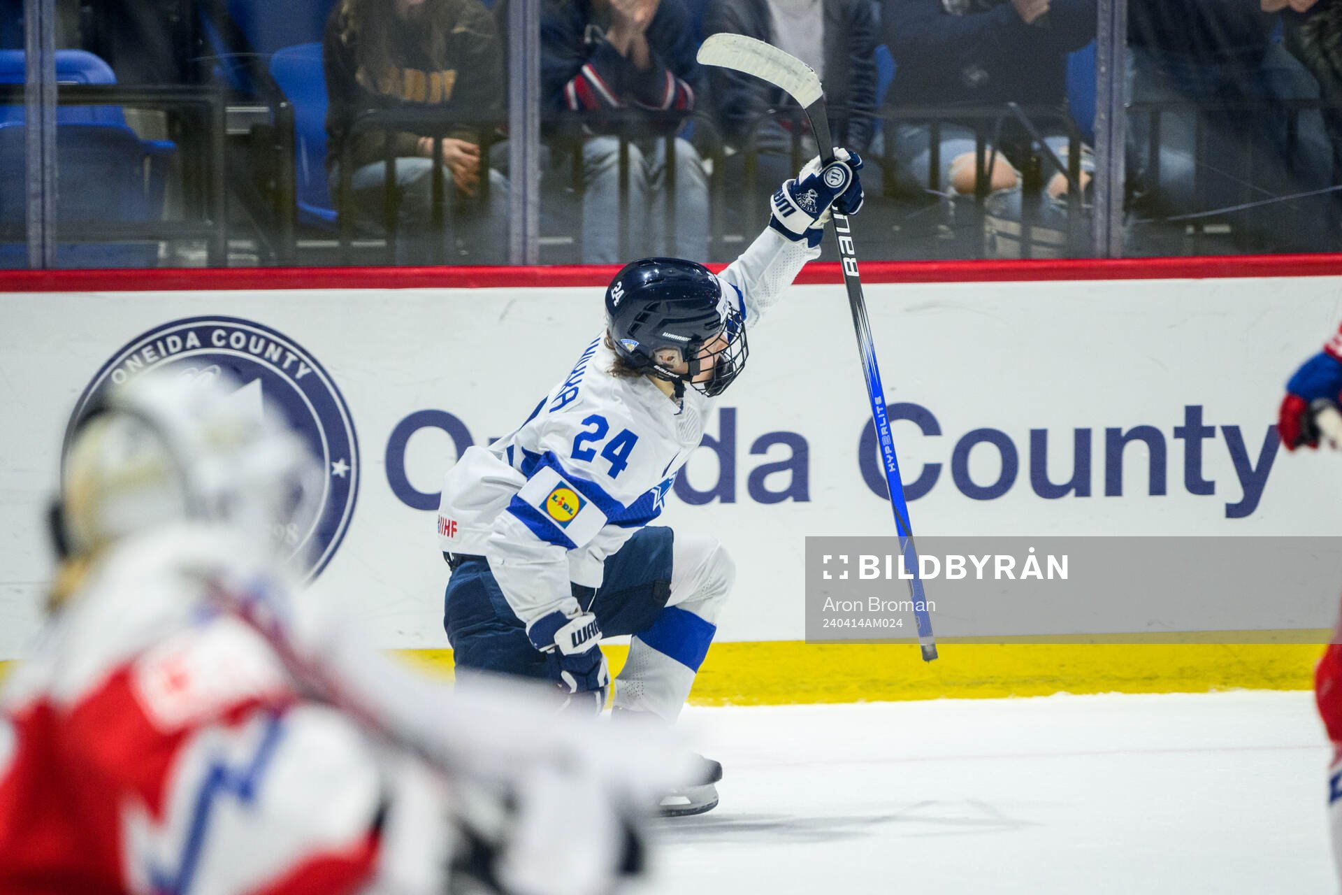 Viivi Vainikka of Finland celebrates scoring 1-2