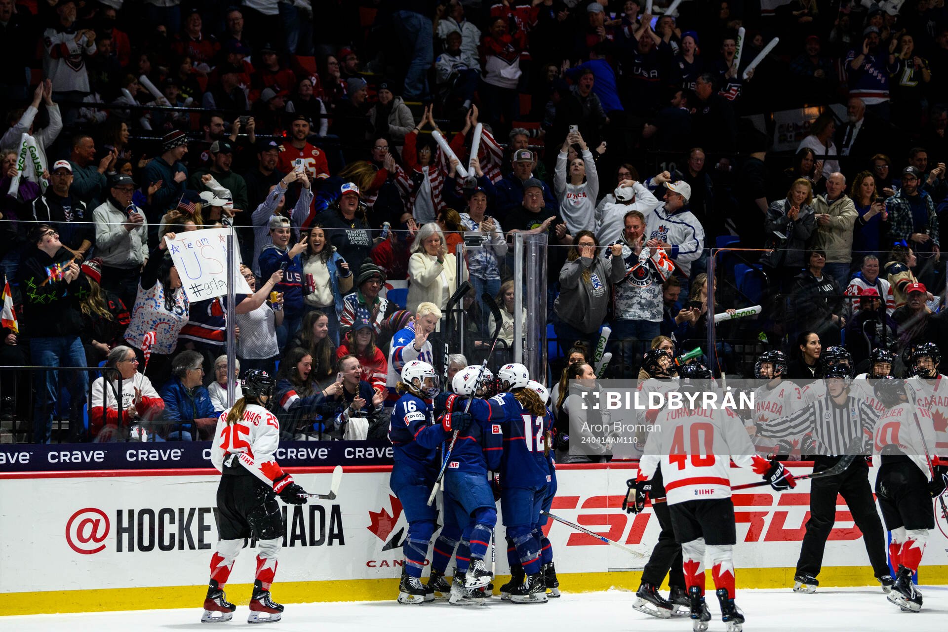 Caroline Harvey of USA (not in picture) celebrates scoring