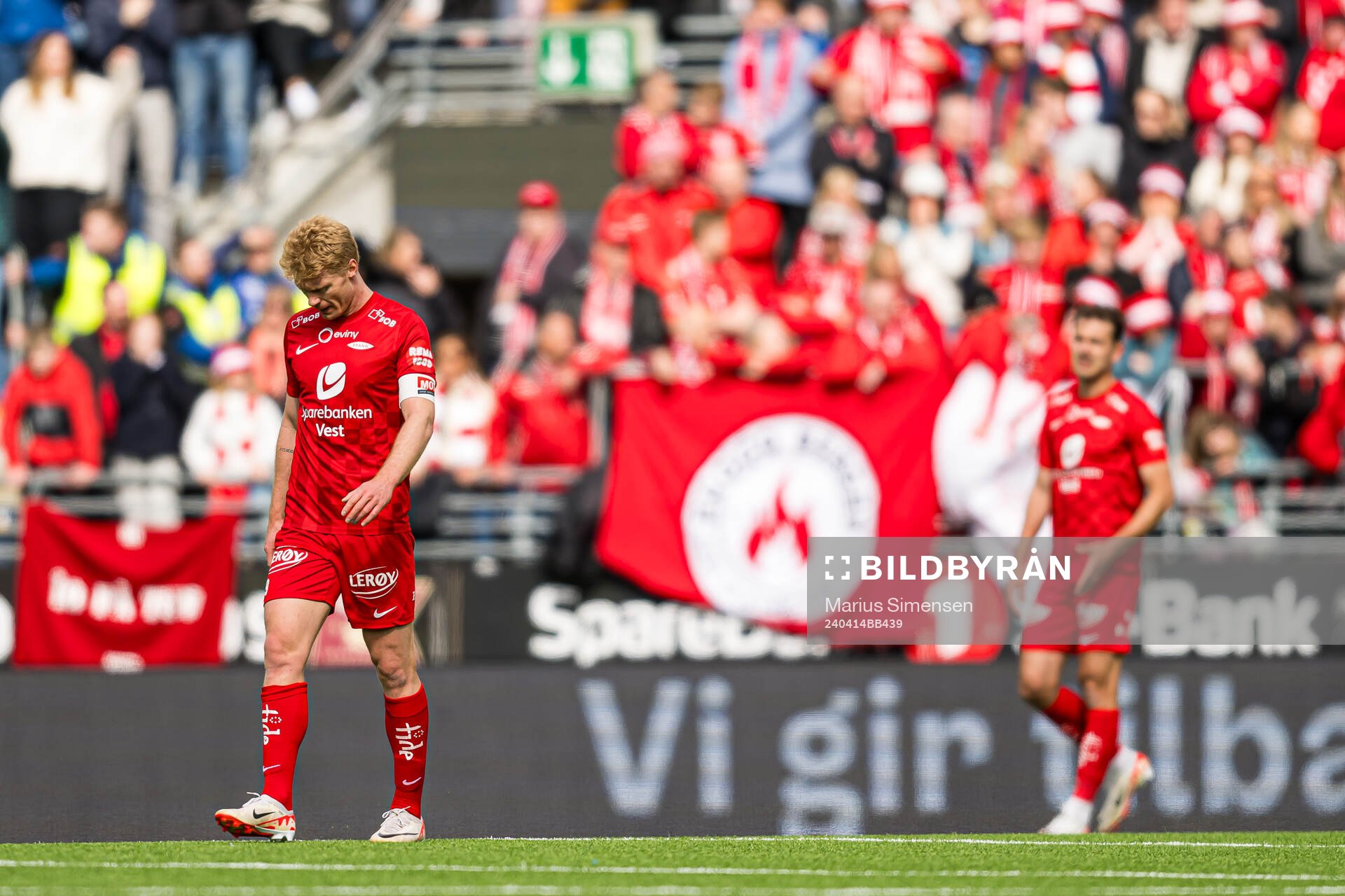 Sivert Heltne Nilsen of Brann looks dejected