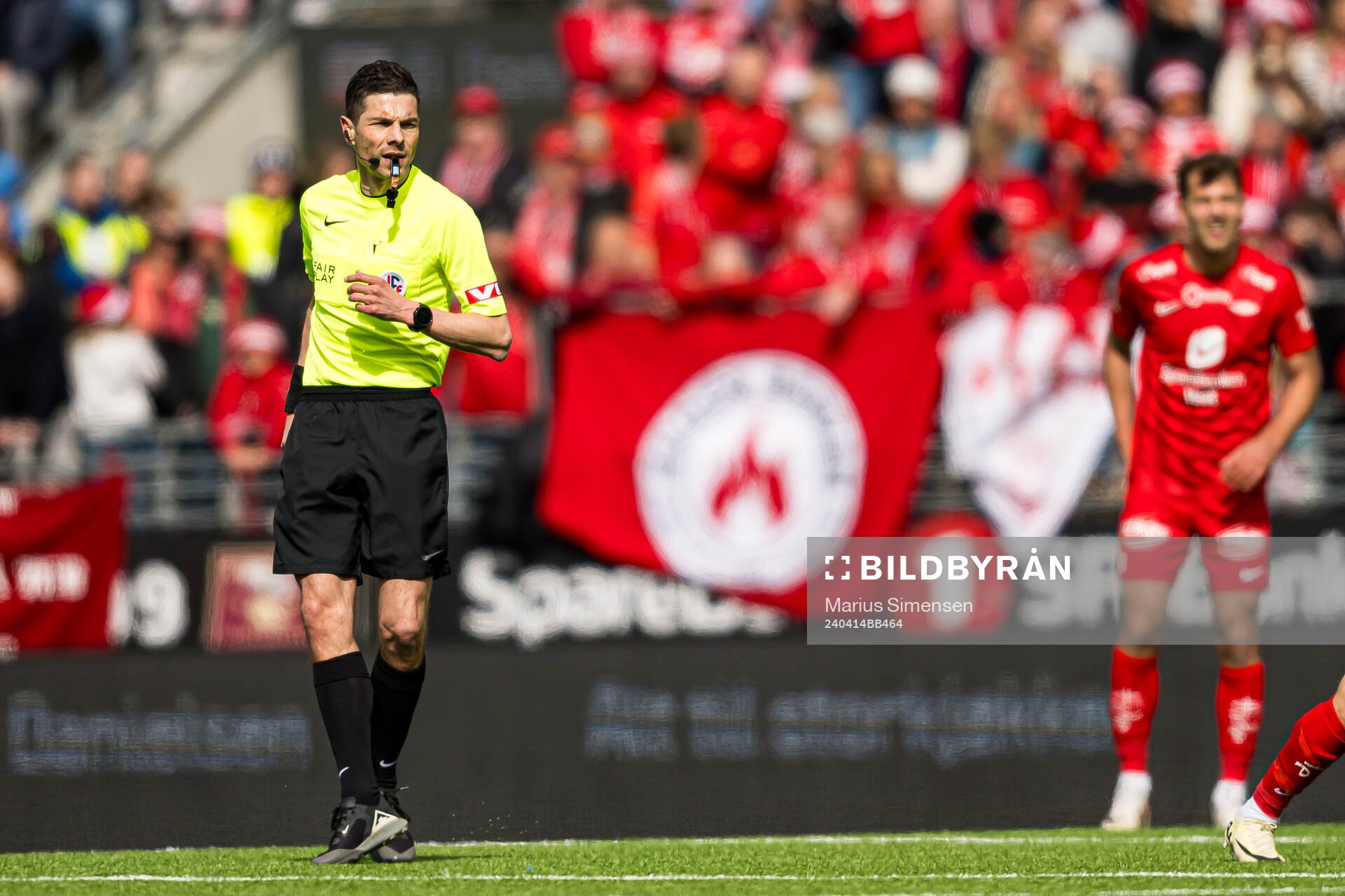 Tore Hansen, referee, during the Eliteserien match between Viking and Brann on April 14, 2024 in Stavanger. 