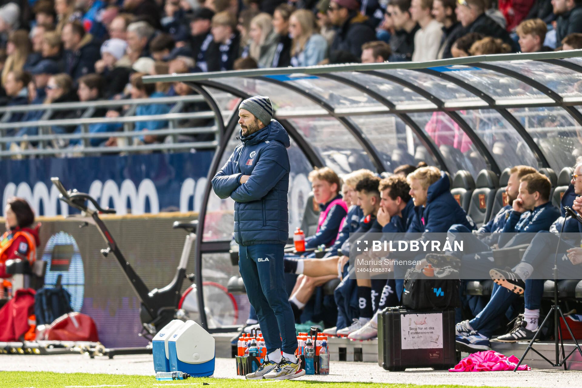 Bjarte Lunde Aarsheim, head coach of Viking, during the Eliteserien match between Viking and Brann on April 14, 2024 in Stavanger. 