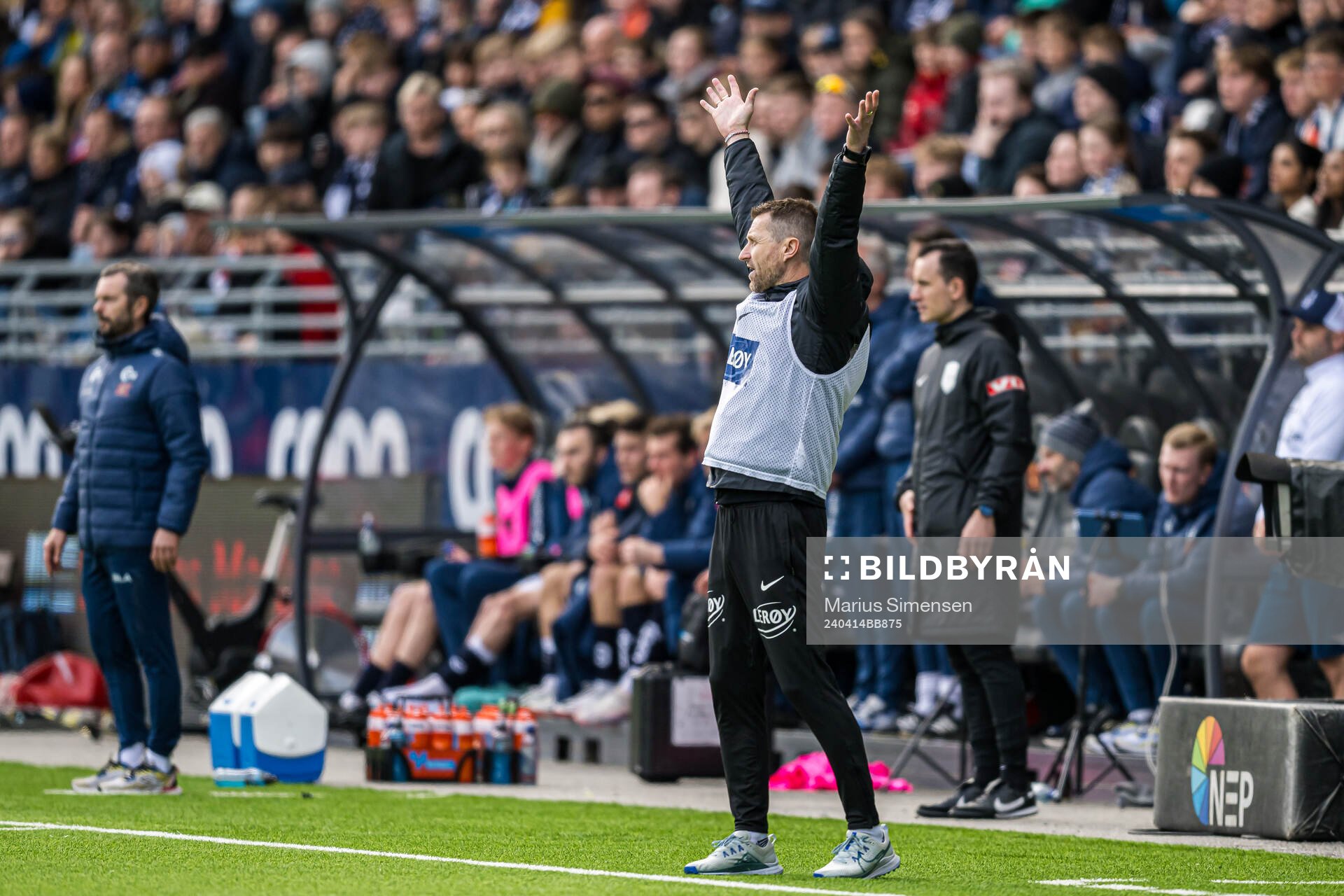 Eirik Horneland, head coach of Brann, during the Eliteserien match between Viking and Brann on April 14, 2024 in Stavanger. 