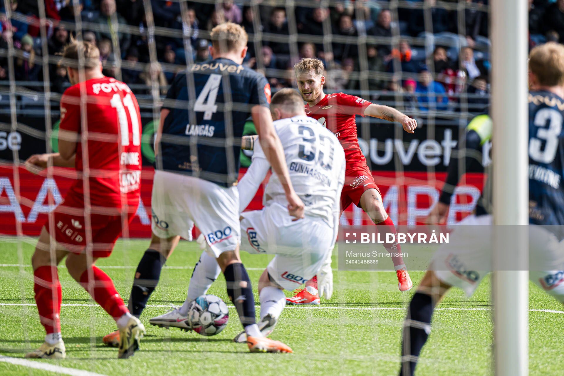 Ole Didrik Blomberg of Brann scores the 1-1 goal