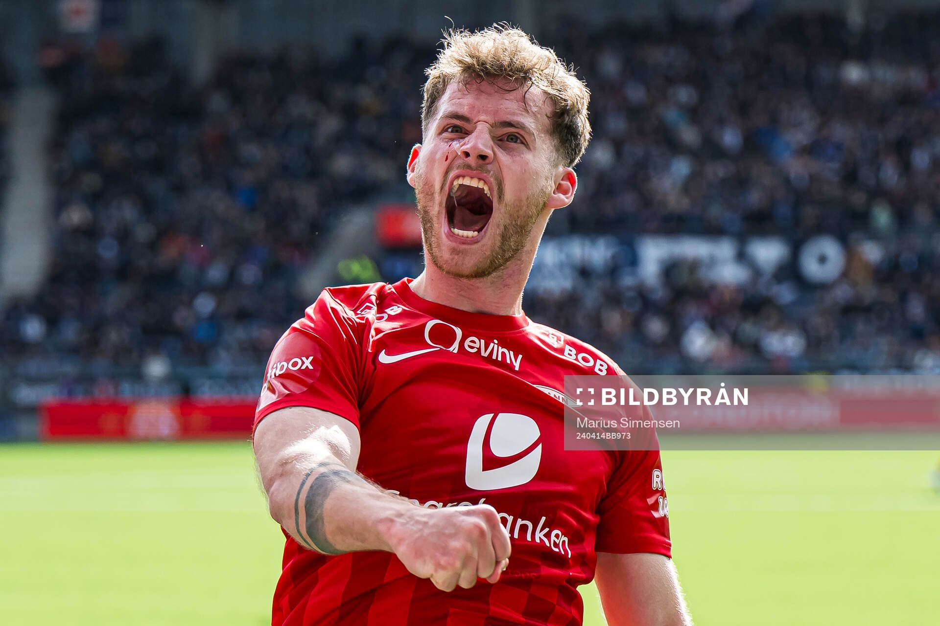 Ole Didrik Blomberg of Brann celebrates