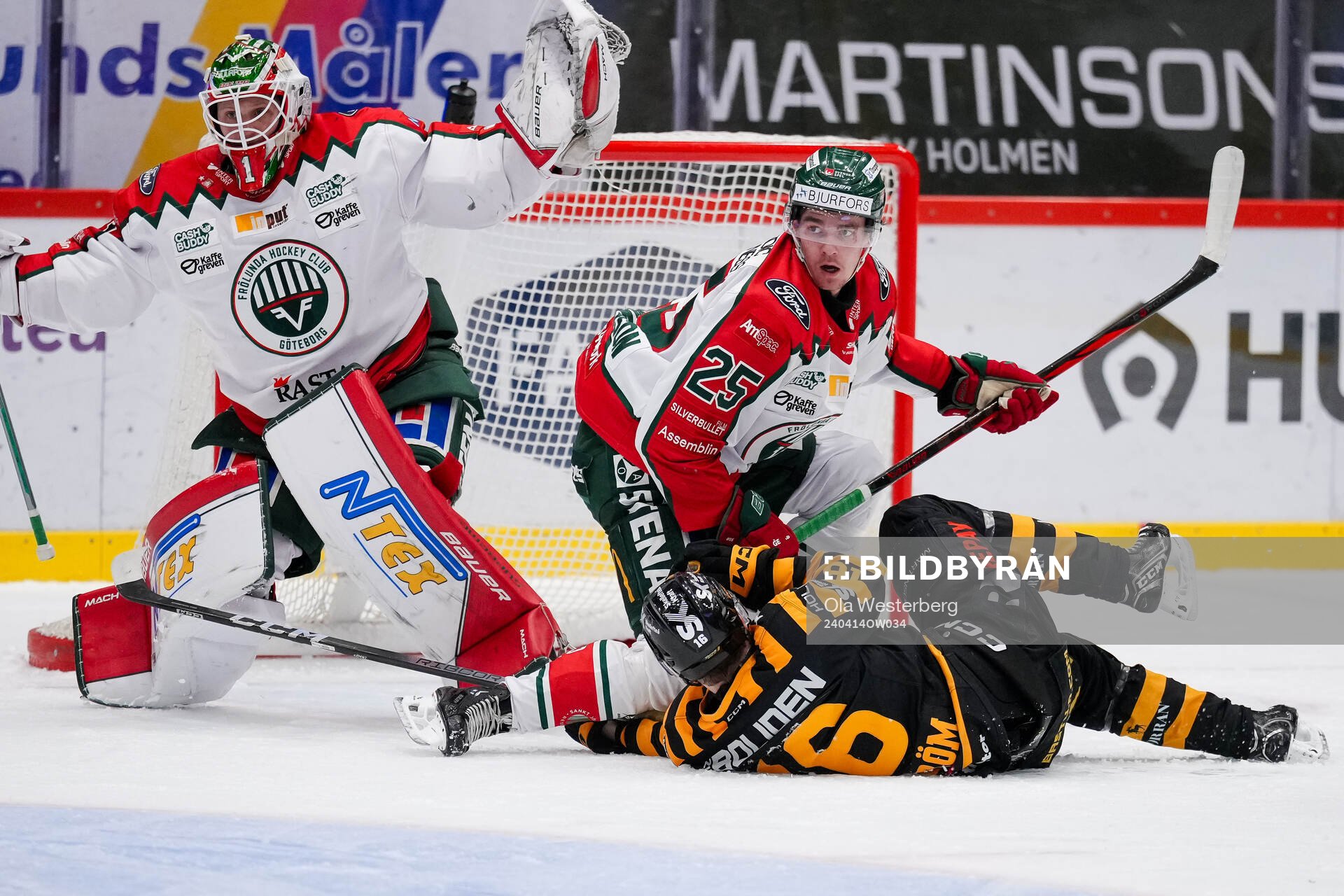 Frölundas målvakt Lars Johansson och Pontus Johansson och