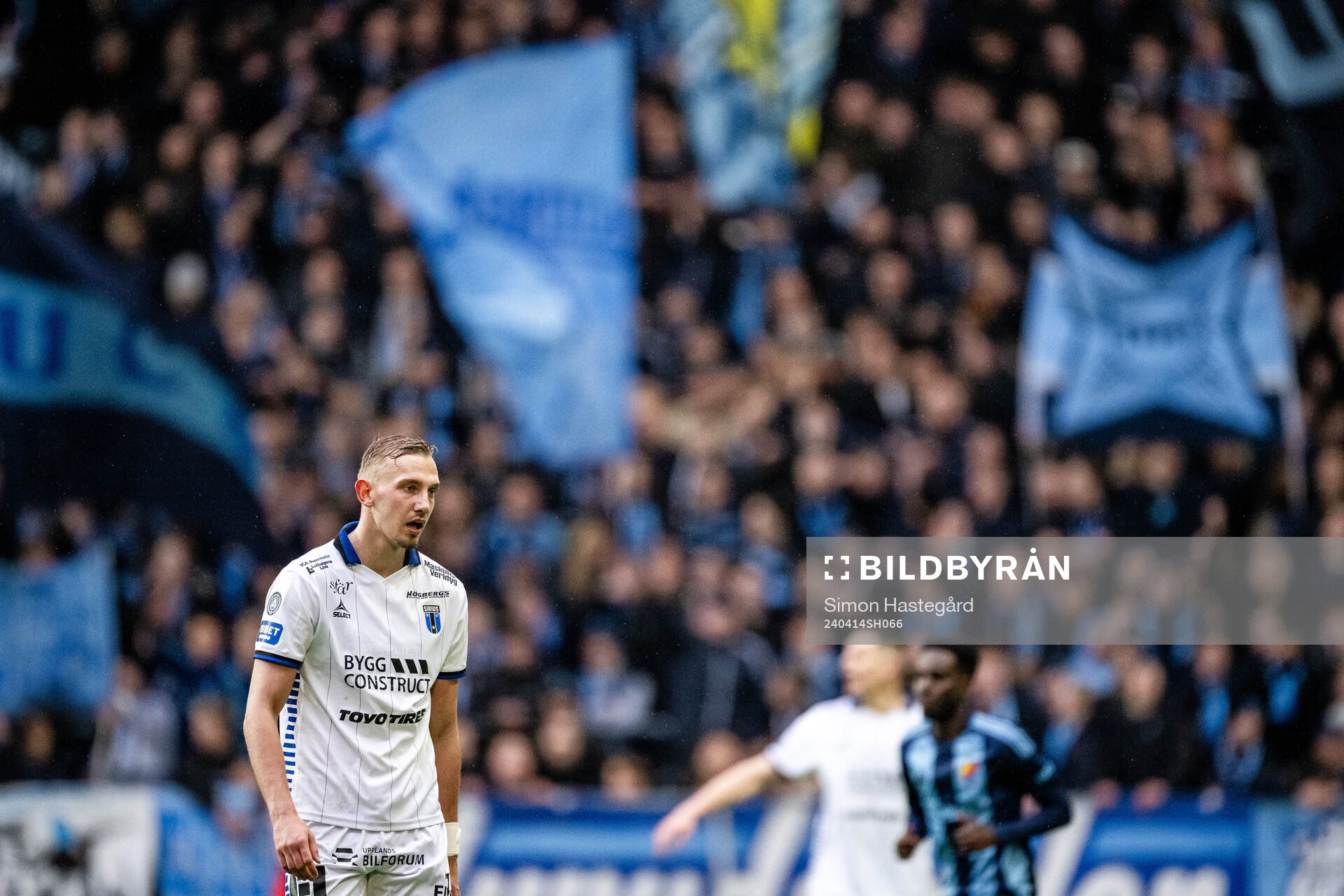 Sirius Jakob Voelkerling Persson under fotbollsmatchen i Allsvenskan mellan Djurgården och Sirius den 14 april 2024 i Stockholm. 