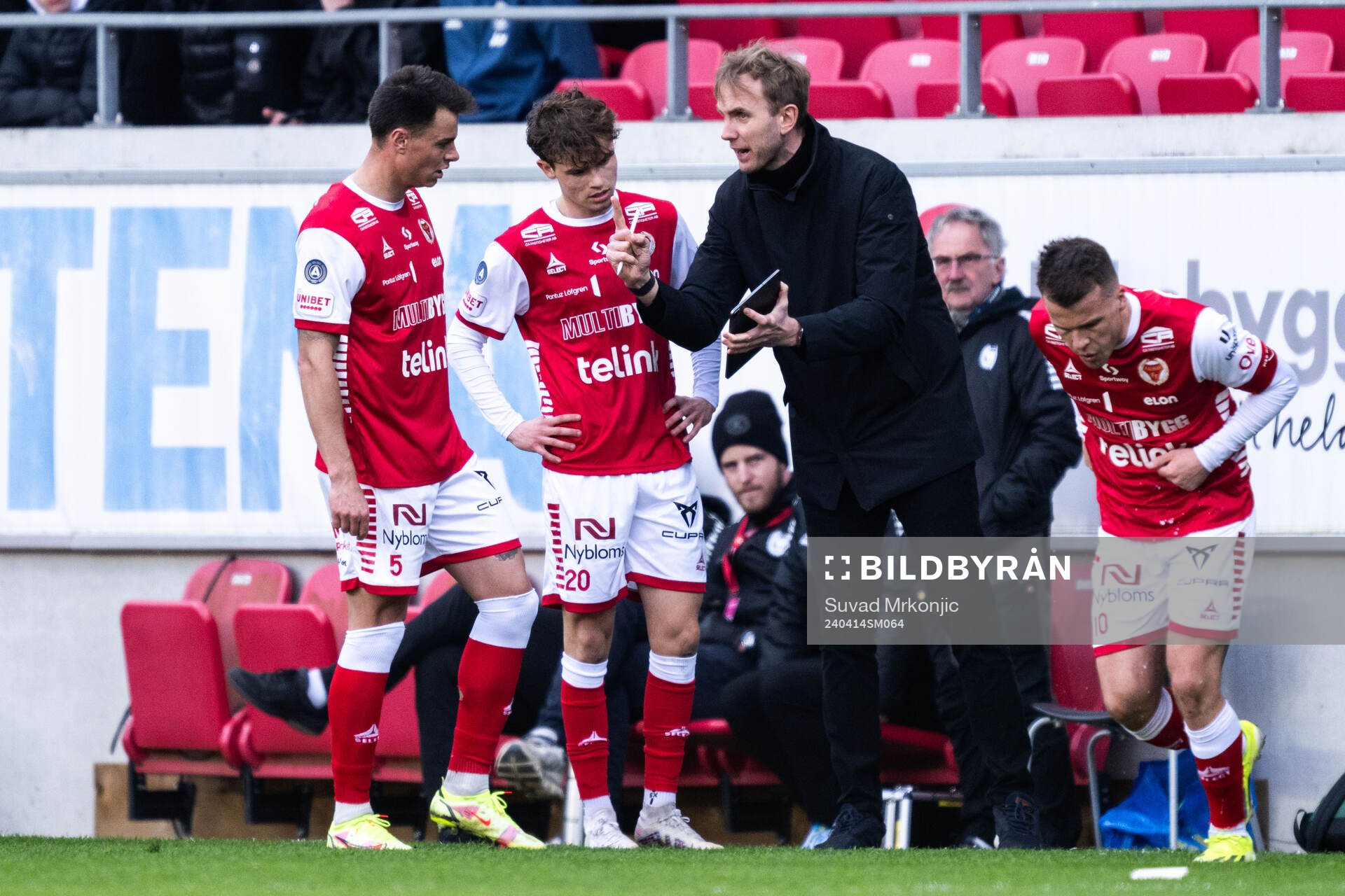 Kalmars Melker Hallberg, Jacob Trenskow och tränare Henrik
